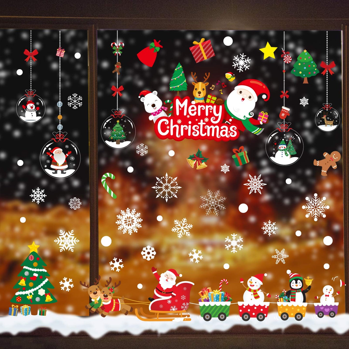 175 PCS Christmas Window Clings Xmas Decals Stickers for Christmas Window Decorations