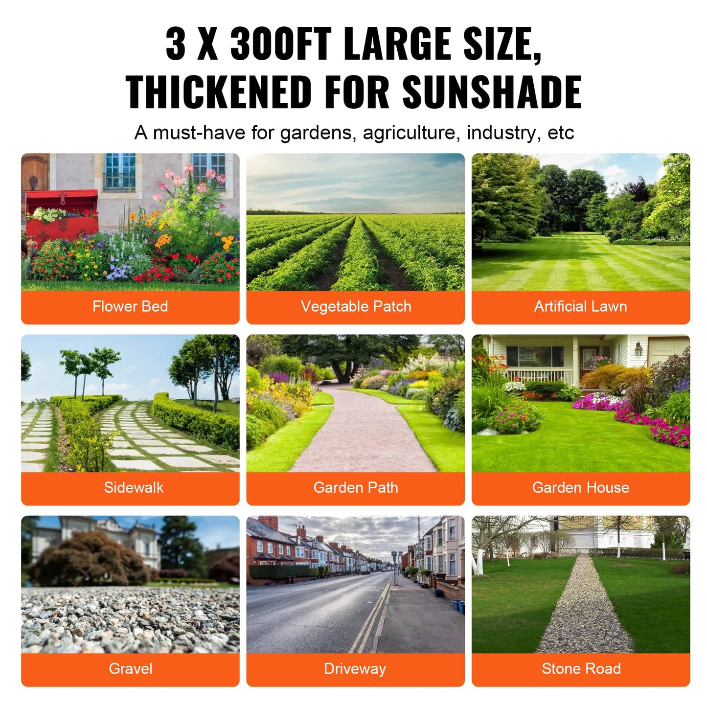VEVOR Weed Barrier Landscape Fabric, 3x300 FT Heavy Duty Garden Weed Fabric, 3.2Oz Woven Weed Control Fabric, Weed Blocker Mat, Easy Setup, Durable PP Gardening Fabric for Driveway Ground Cover, Black