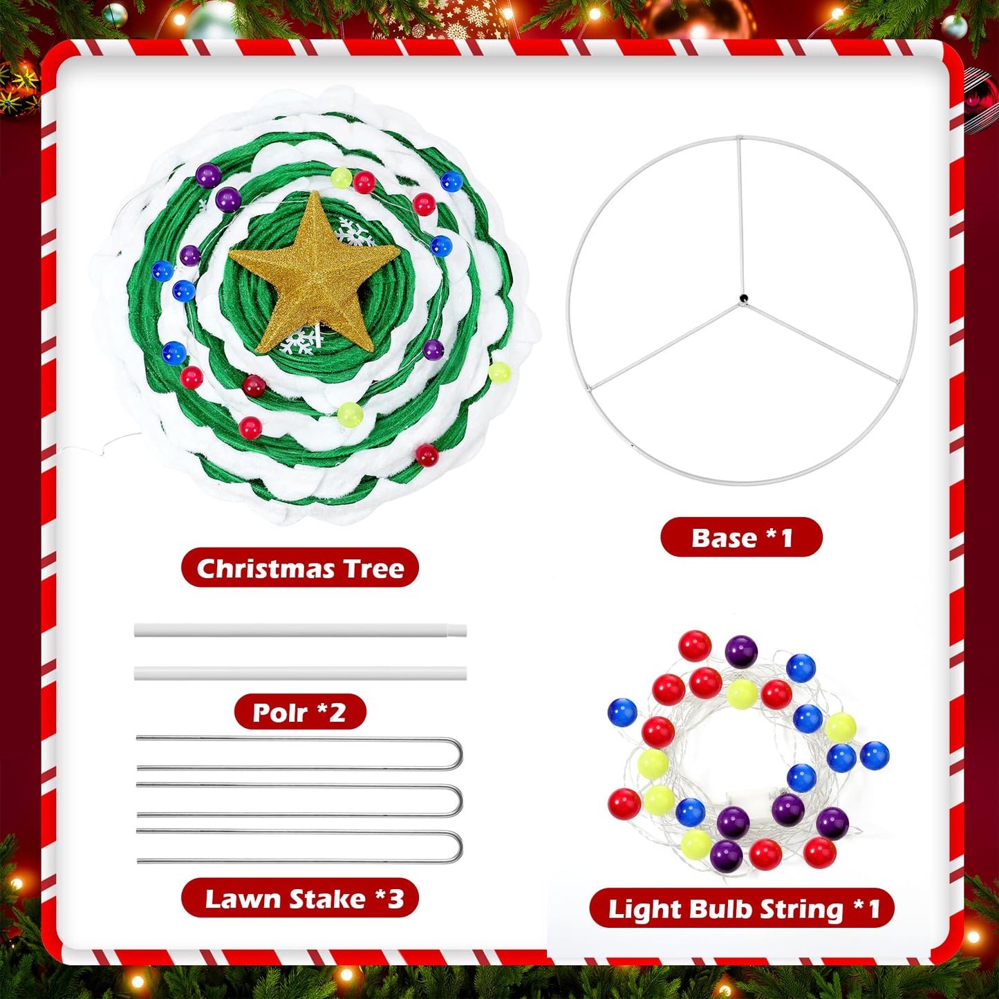 Tujoe 6.5ft Christmas Tree Pop up Indoor Outdoor, 230 LED Lights Holiday Decor with Stakes & Collapsible Holiday Christmas Decoration for Home, Yard, Lawn, Party