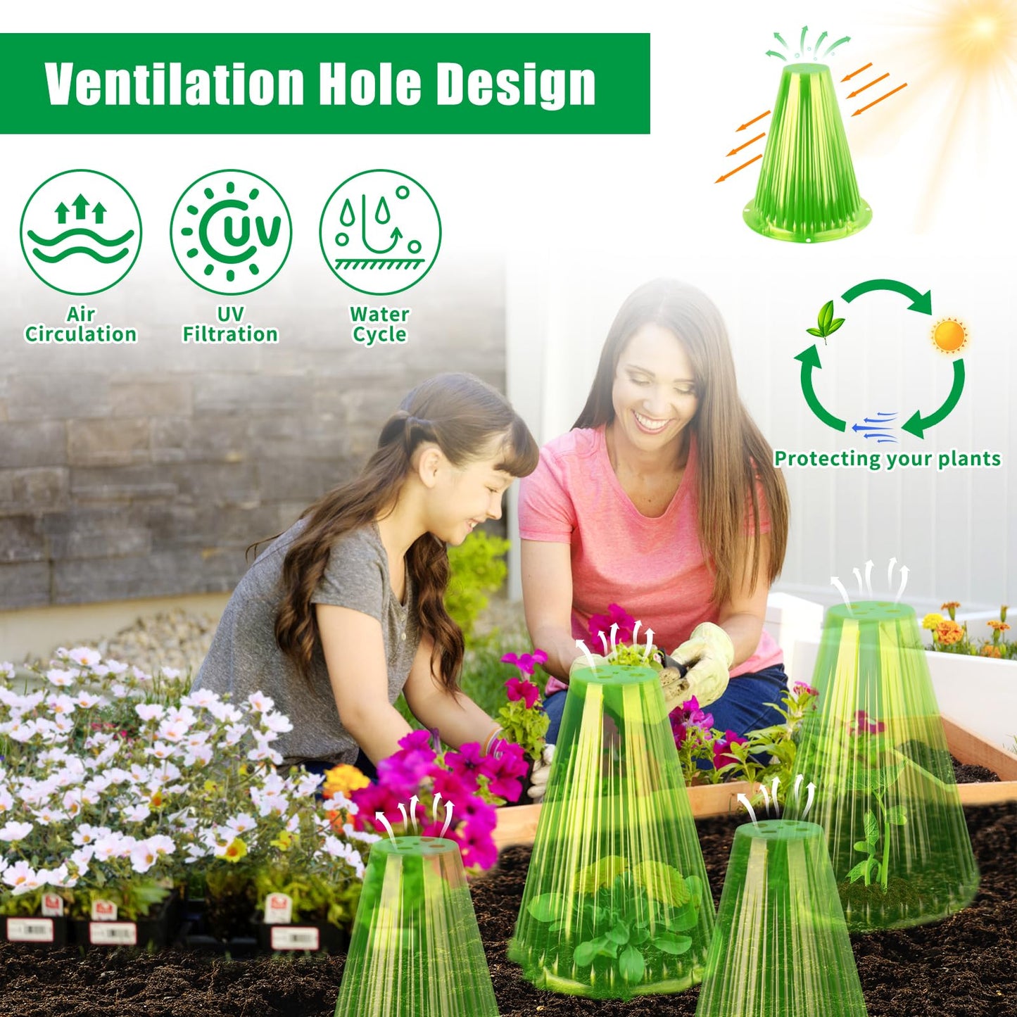 jixsloft 30 Pack Garden Cloches for Plants, Reusable Bell Plant Cover, Plant Covers Protectors from Animals Snails Birds Chickens Insect, 9.18" H X 7.56" D