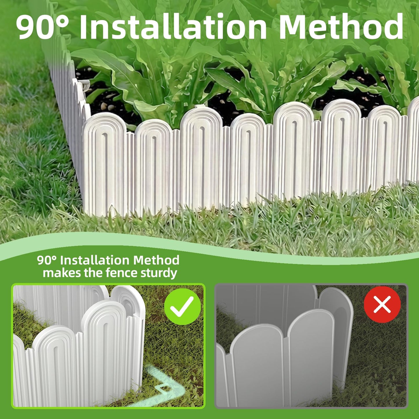 Vashly 20ft Landscape Edging No-Dig, 5.9 Inch Tall Garden Border, Flexible with 20 Stakes, 20 Pack for Flower Beds Lawn Yard Pathway(20, White)