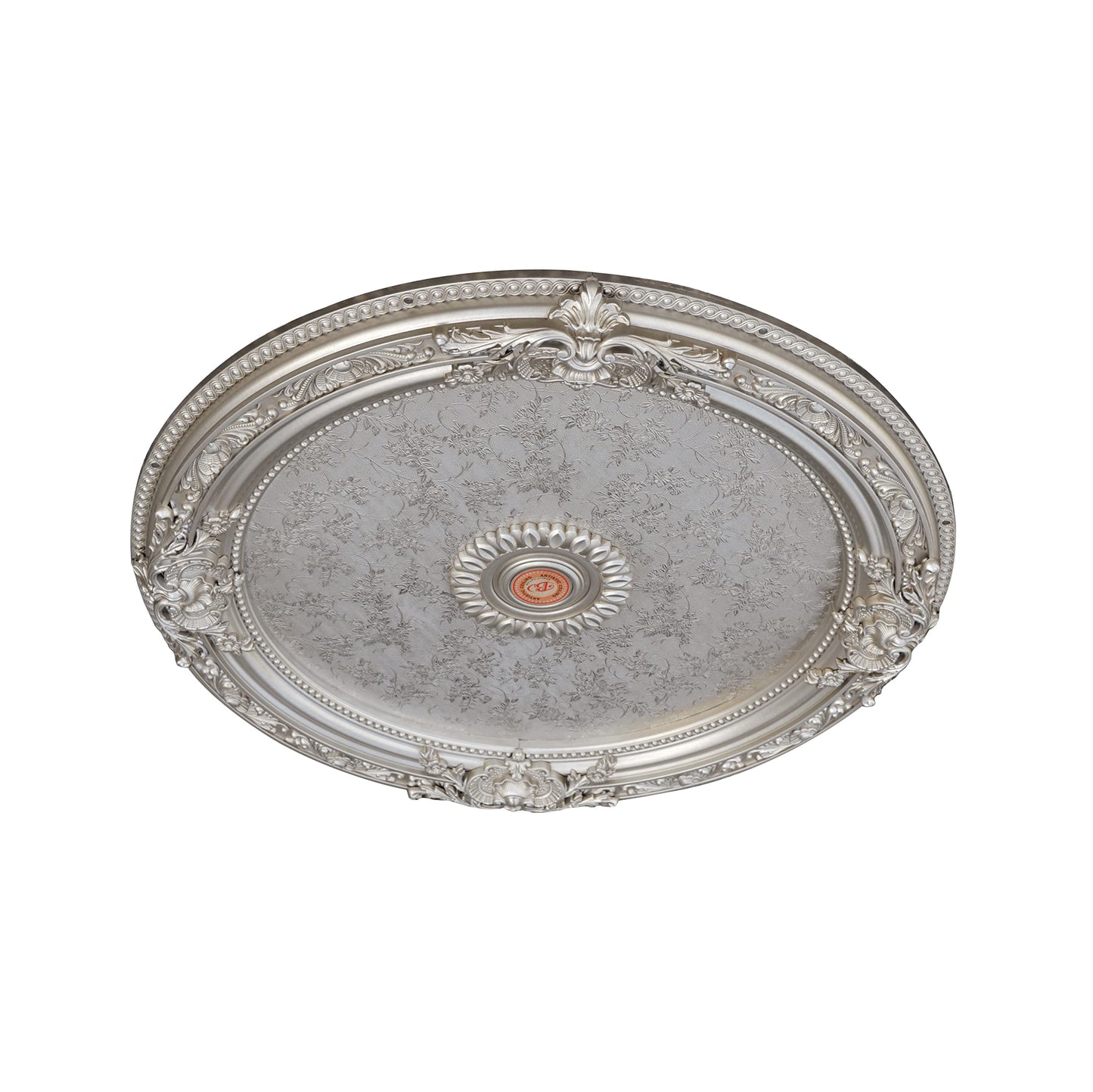 AFD Home Antique Round Silver Chandelier Ceiling Medallion or Fan Medallion, 36 Inches