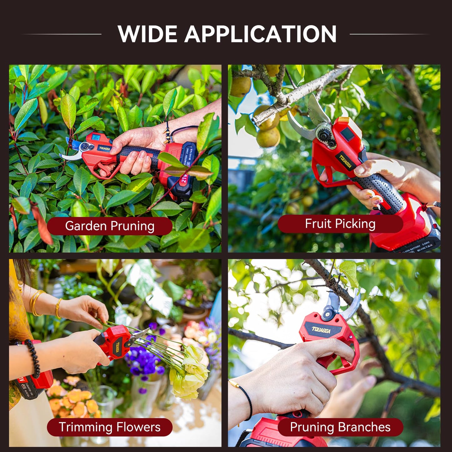 Electric Pruning Shears Cordless 2-in-1 Grafting Tool Kit, 3 Replaceable Cut Blades (Ω/U/V), 2×2000mAh Batteries, LCD Display Power Grafting Tool for Tree Branch Garden (shear)