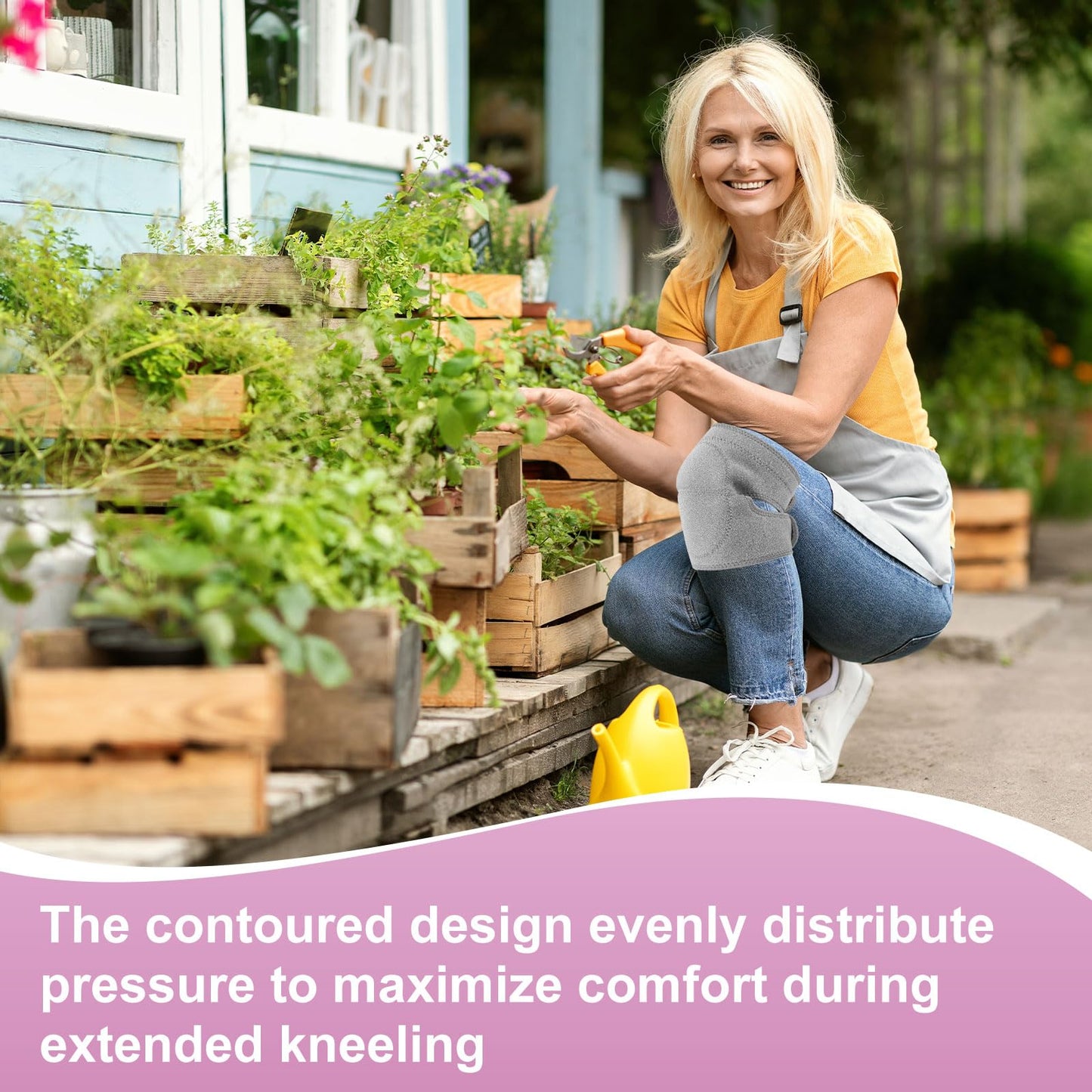 M METERXITY 4-Pack Gardening Knee Pads, Thick Foam Garden Knee Pads with Adjustable Straps for Garden/Construction/Flooring/Cleaning, Suitable for 16"-18" Leg Circumference Size l [Grey]