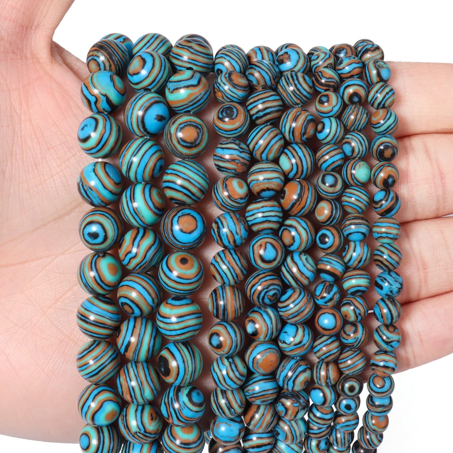 45pcs 8mm Natural Stone Beads Blue Malachite Beads Energy Crystal Healing Power Gemstone for Jewelry Making, DIY Bracelet Necklace