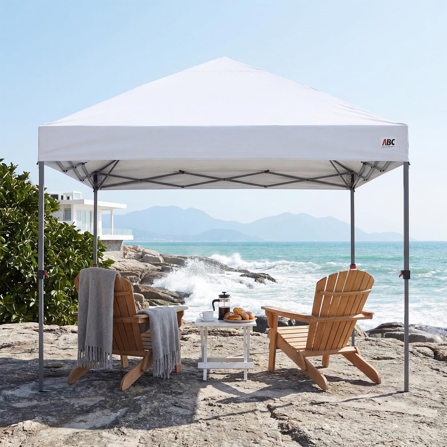 ABCCANOPY 10x10 Pop Up Canopy Tent, Easy Setup Instant Shelter with Wheeled Bag, Heavy Duty Outdoor Canopy for Beach, Market, Backyard, UV Protection, Outdoor Weather Protection (White, 10x10)