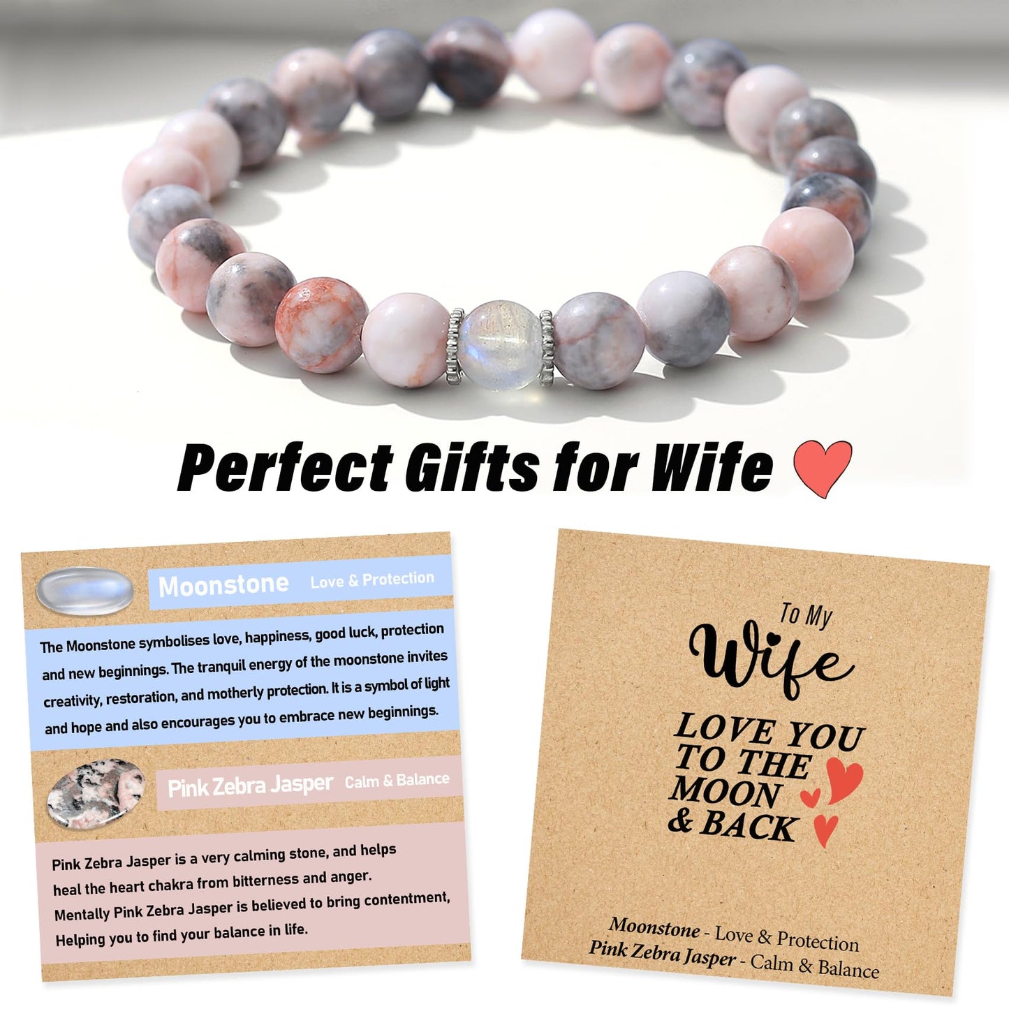 THEMEROL Gifts for Wife from Husband Anniversary Birthday Gifts for Wife Her Mothers Day Gifts Beaded Bracelet Women Valentines Day Christmas Unique Romantic