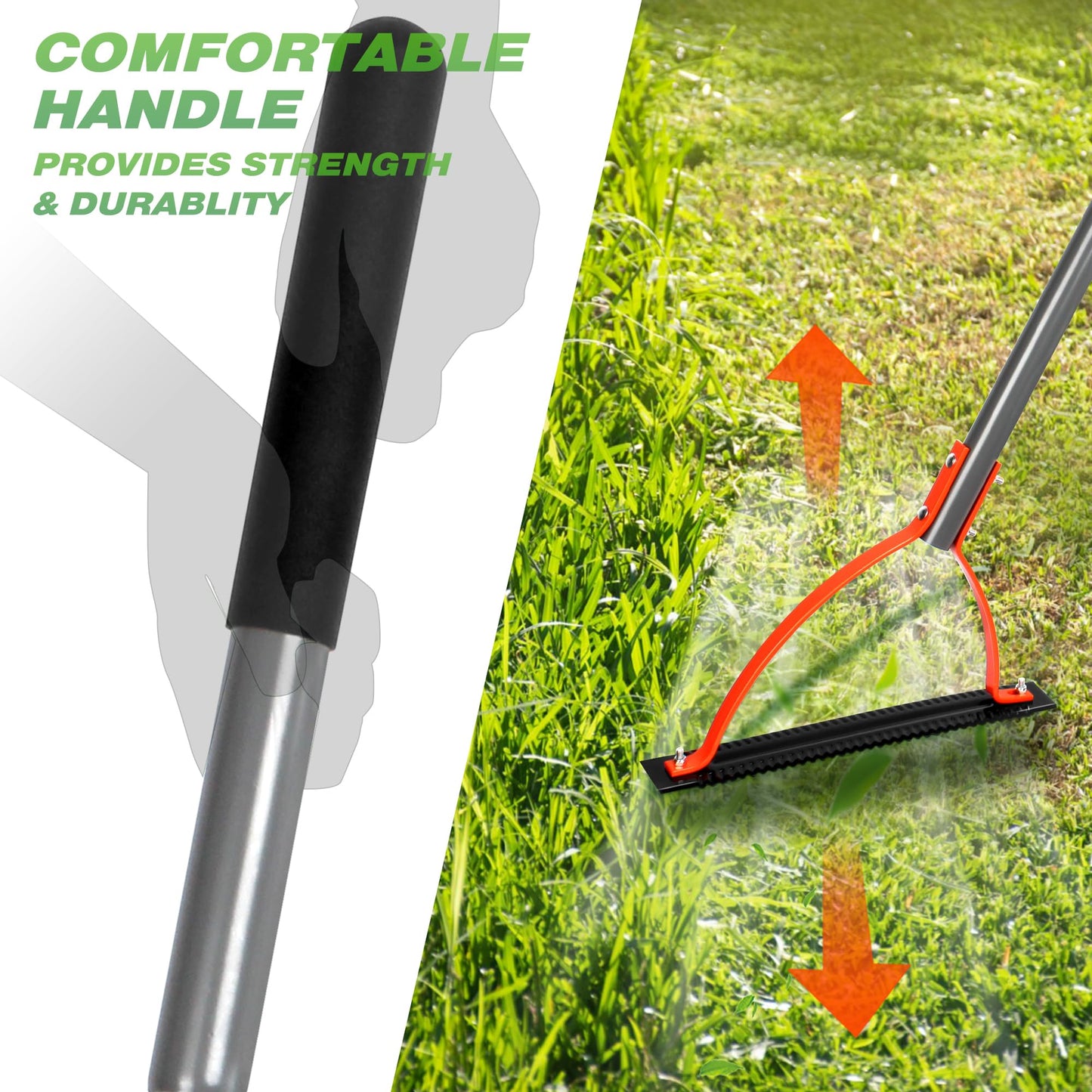 Walensee Weed Grass Cutter with Serrated Double-edged Sharp Blade Manual Grass Whip with 30 Inch Steel Handle Cut Overgrown Weeds Cutting Hand Tool Steel Sod Cutter for Garden, Yard, Field and Ditches