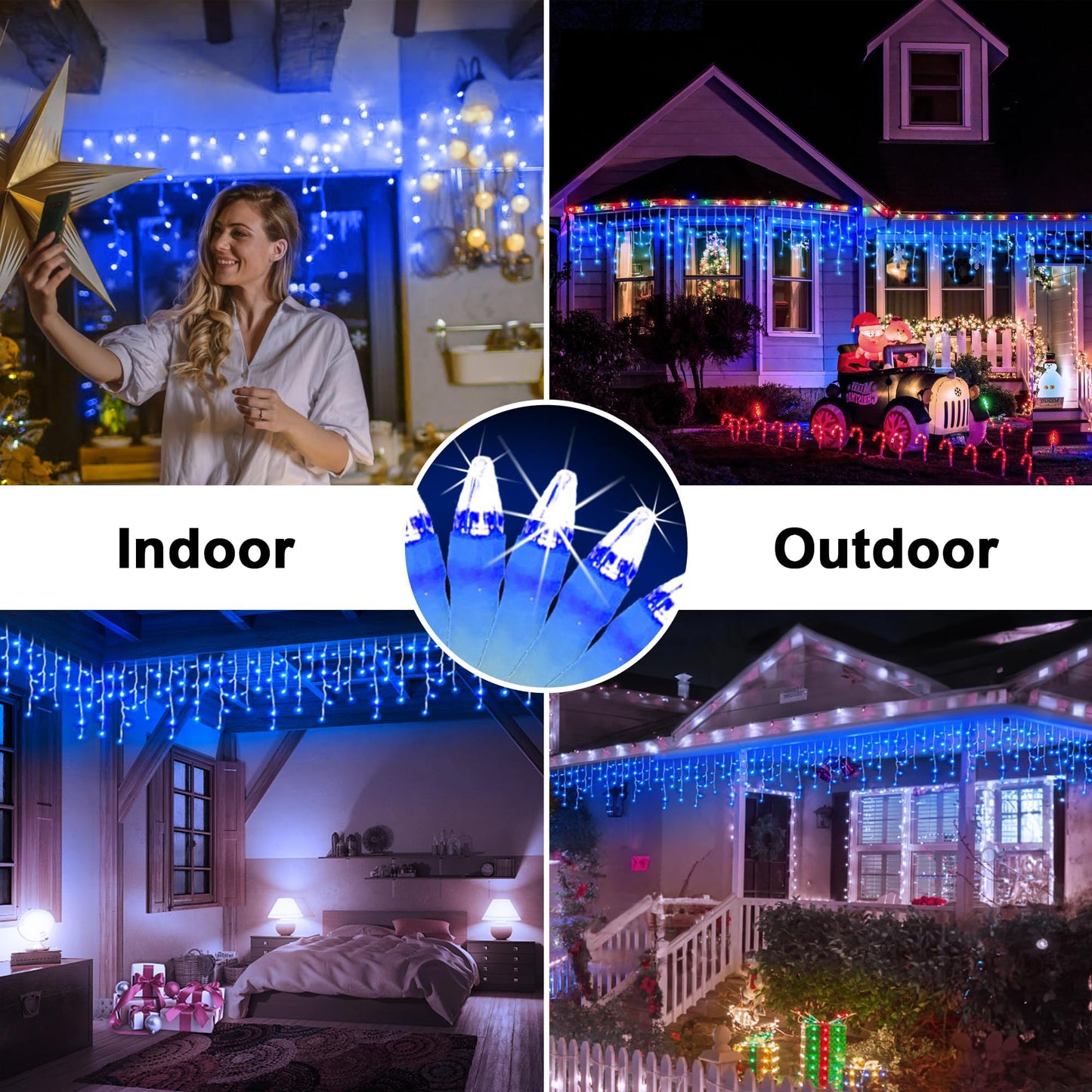 66FT 670 LED Christmas Lights 148 Ice Drops, 12 Lighting Modes and Timer Memory Dimmable, Outdoor Waterproof Hanging String Light for Xmas Holiday Wedding Garden Fence House Tree Outside Decor (Blue)