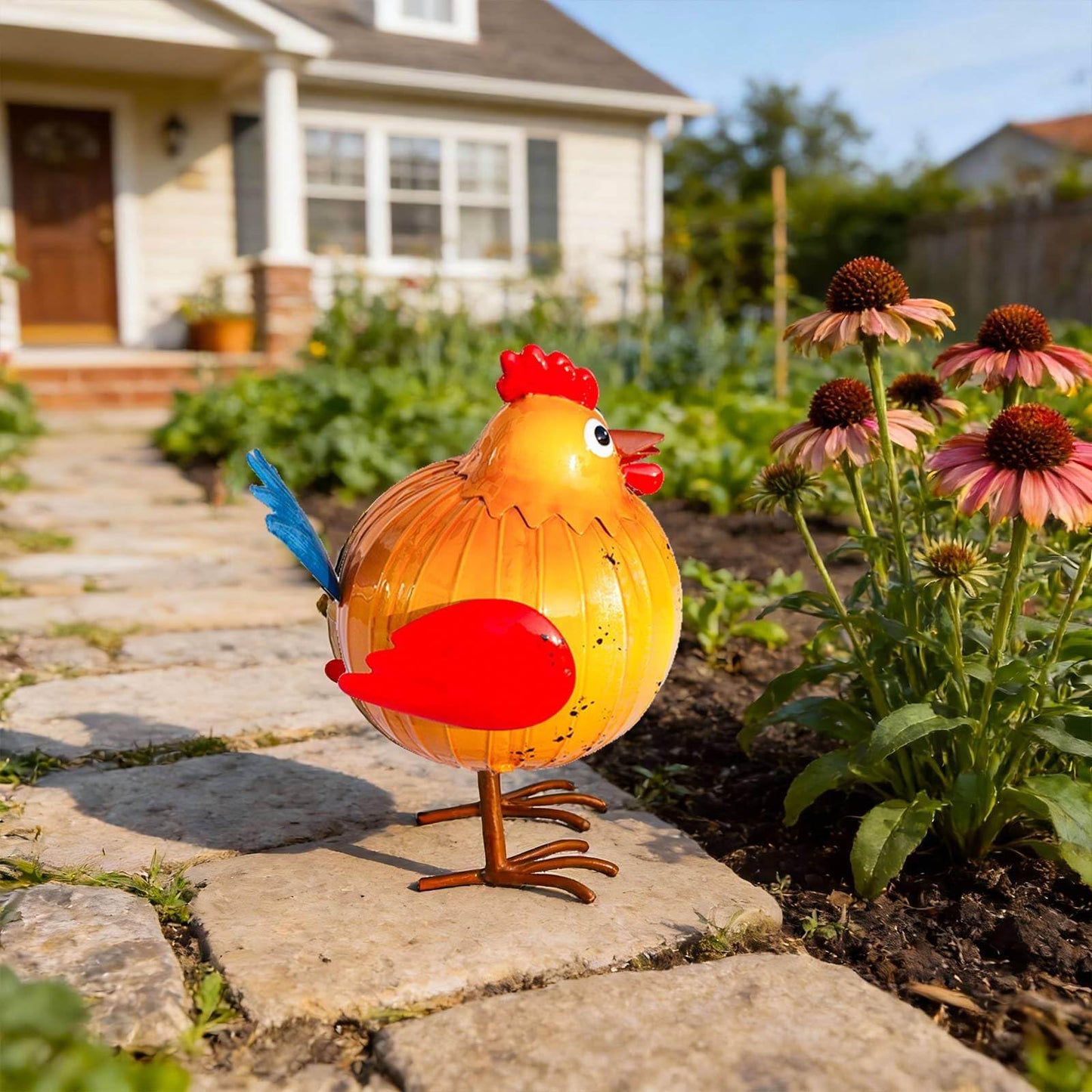 Natelf Metal Rooster Chicken Sculpture for Garden, Patio, Lawn, Porch & Indoor - Rustic Farmhouse Decor