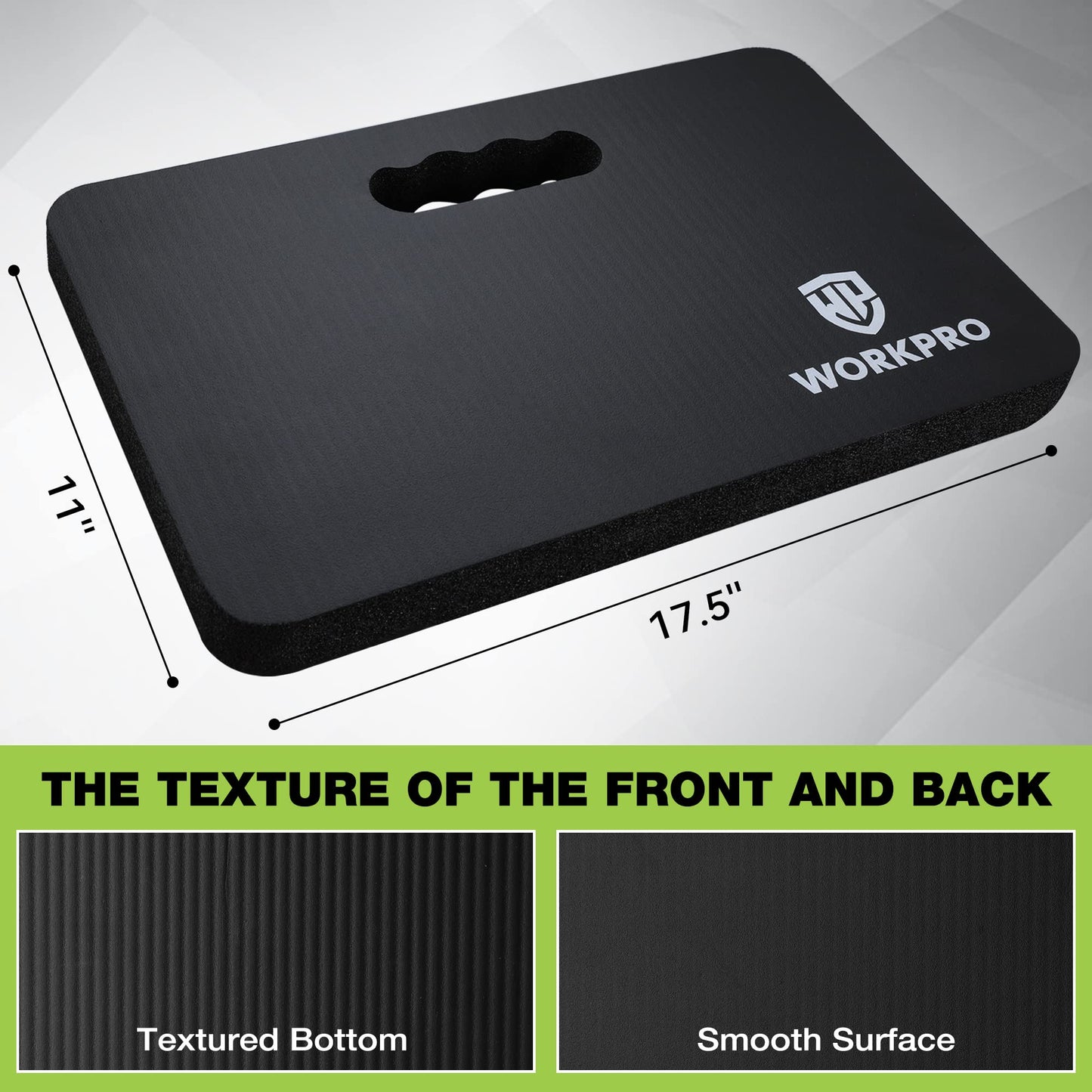 WORKPRO Extra Thick Kneeling Pad, Soft NBR Foam Cushioning for Knee, Large Foam Kneeler Mat for Gardening, Bathing Baby, Exercise, Workout Supplies, 17.5 x 11 x 1.5 in, Black