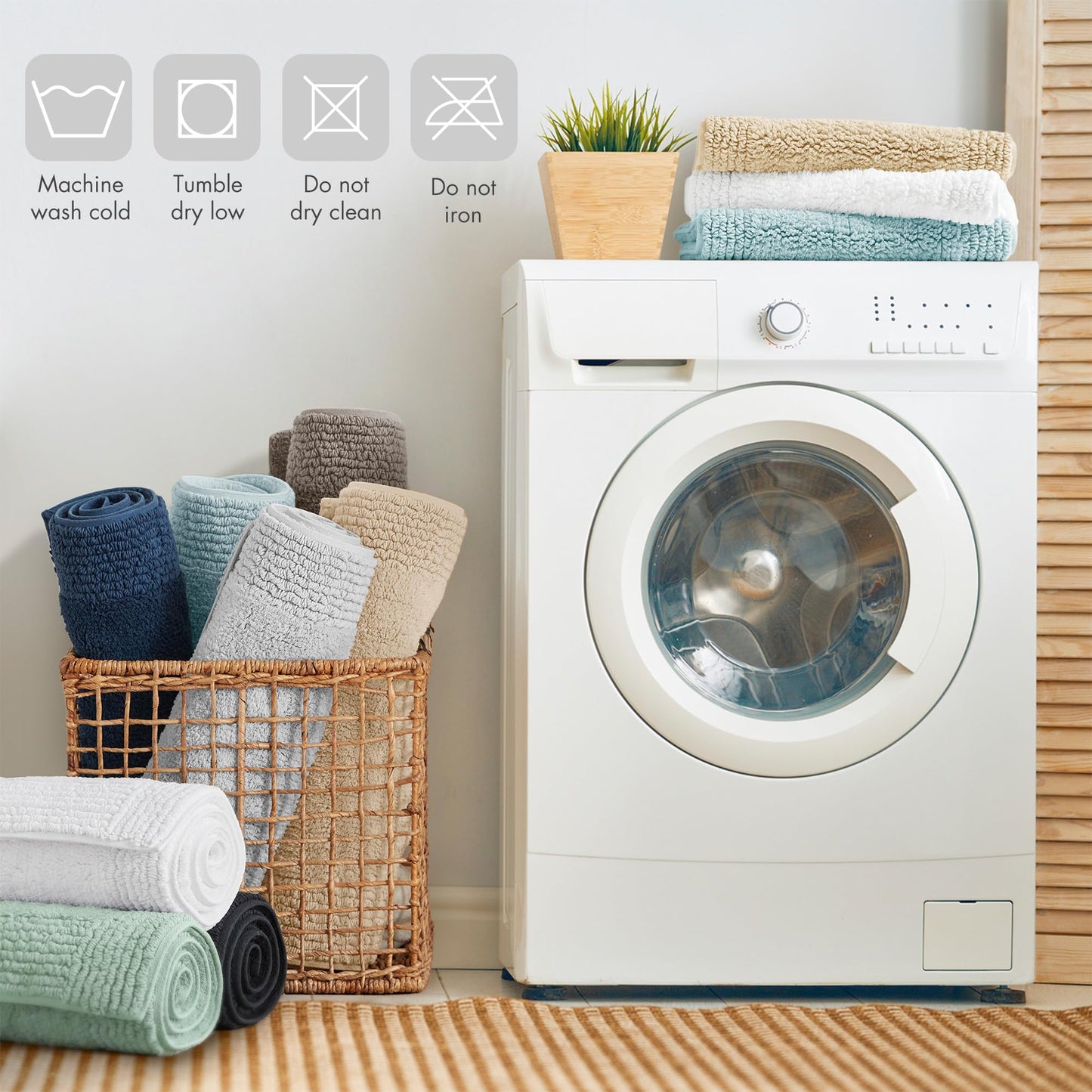 Madison Park Splendor Reversible 100% Cotton Tufted Bathroom Rug-3000 GSM Hotel Quality Luxurious Plush Medium Pile Bath Mat Absorbent, Quick Dry, Shower Room Décor, 24x60 White