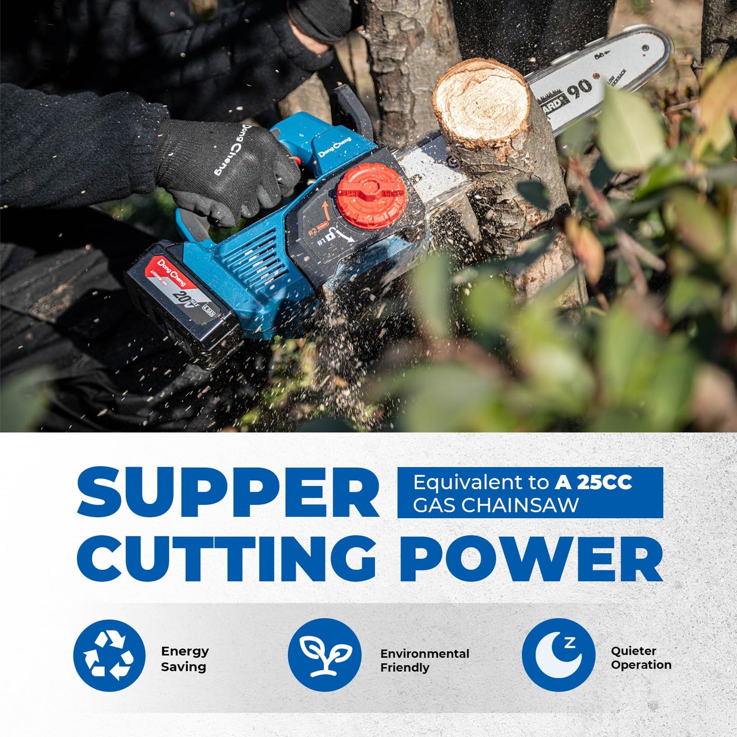 DongCheng Brushless Chainsaw, 20V 12-Inch Cordless Chain Saw, 12m/s Chain Speed, Tool-Free Tensioning, Auto Oiler, with 2×4.0Ah Batteries & Charger, Ideal for Yard Work, Pruning, Wood Cutting