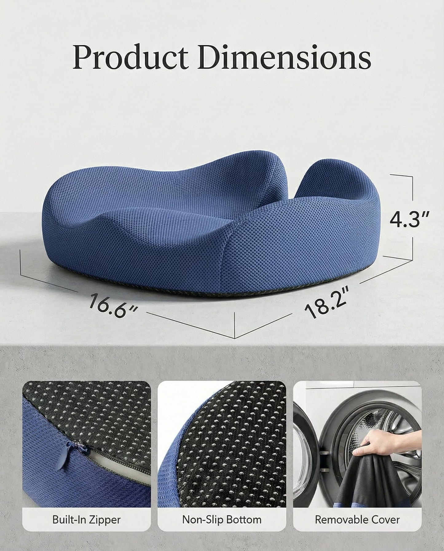 HUANUO Ergonomic Seat Cushion for Office Chair, Extra Large Car Seat Cushion, Tailbone and Back Support, Cooling Gel Enhanced, 4-Zone Pressure Relief Chair Cushions for Office, Car, Wheelchair