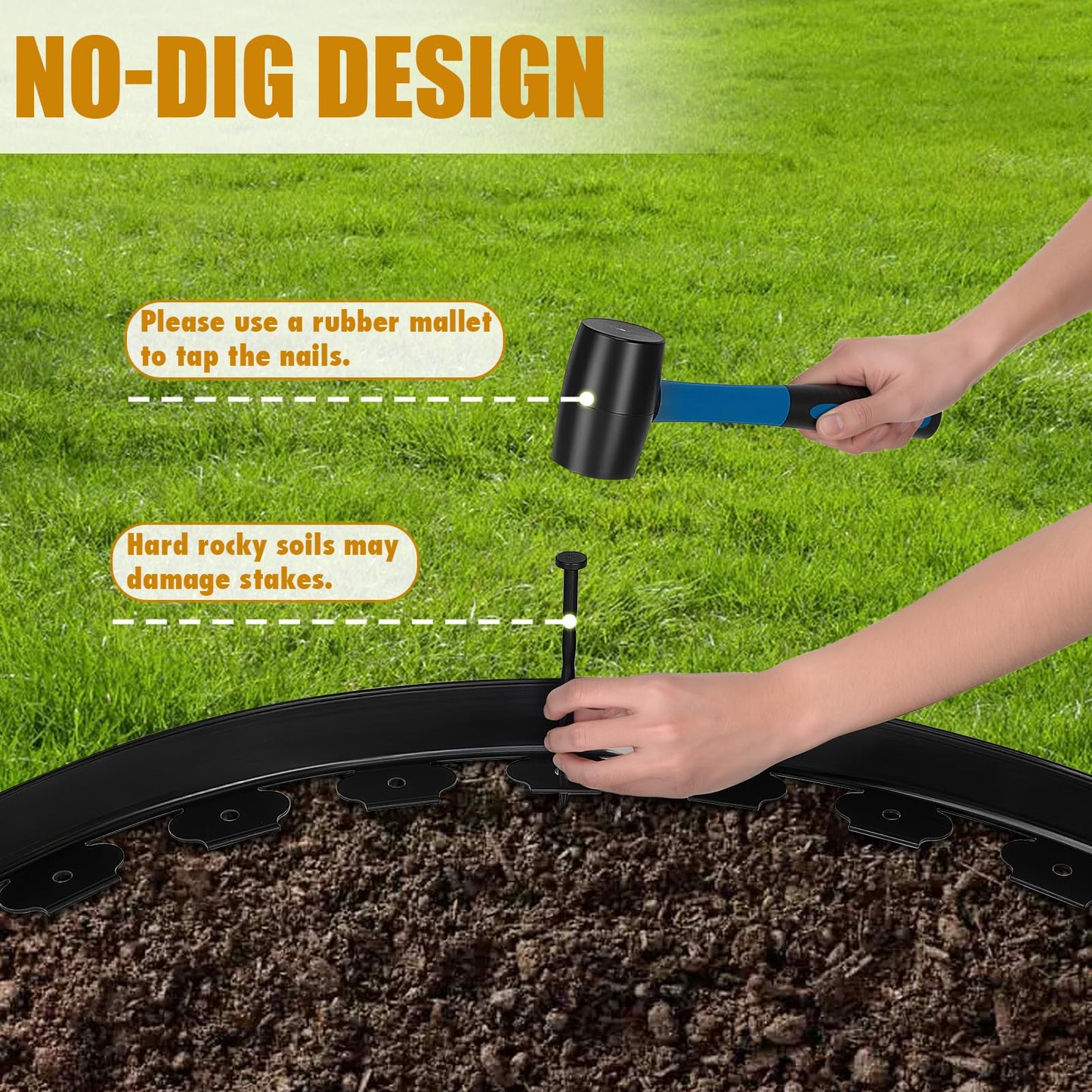 Landscape Edging 2 Inch 100FT, Garden Edging for Landscaping with 150 Pcs Anchoring Spikes & 5 Connectors, Flexible Garden Border Edging for Landscaping, Yard Lawn, Flower Beds