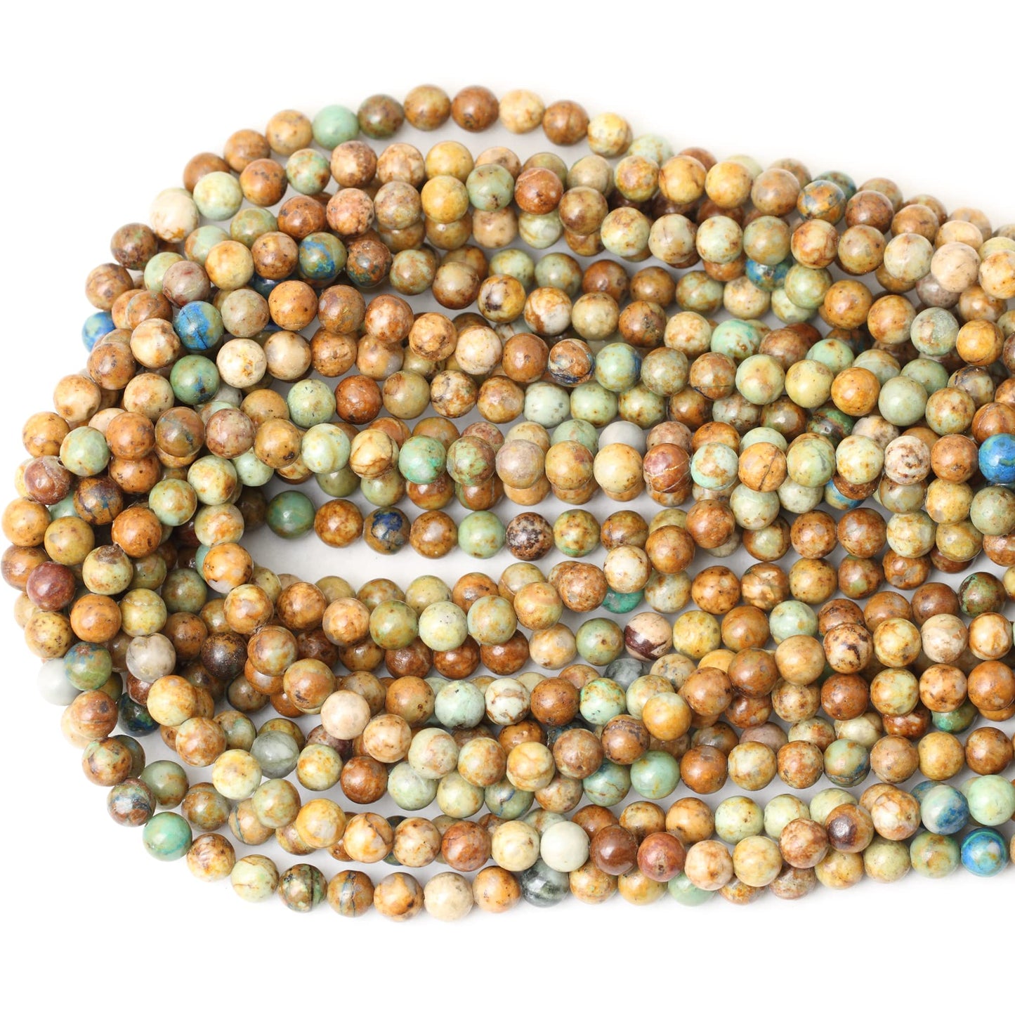 CHEAVIAN 60PCS 6mm Natural Peacock Turquoise Gemstone Round Loose Beads for DIY Bracelet Necklace Earrings Jewelry Making 1 String 15 Inches