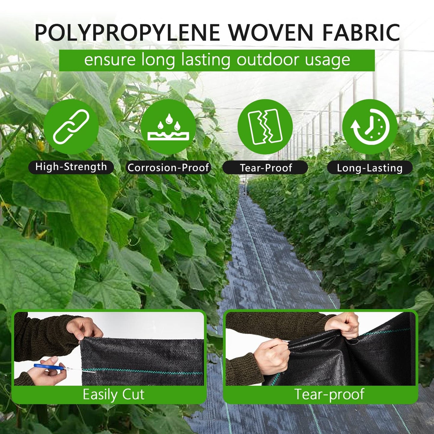 mychoiii 6ft x 300ft Weed Barrier Landscape Fabric, 3.5oz Heavy Duty Woven Ground Cover, 1800 Sq Ft Coverage Geotextile Weed Cloth for Gardening, Driveway, French Drain - UV Resistant
