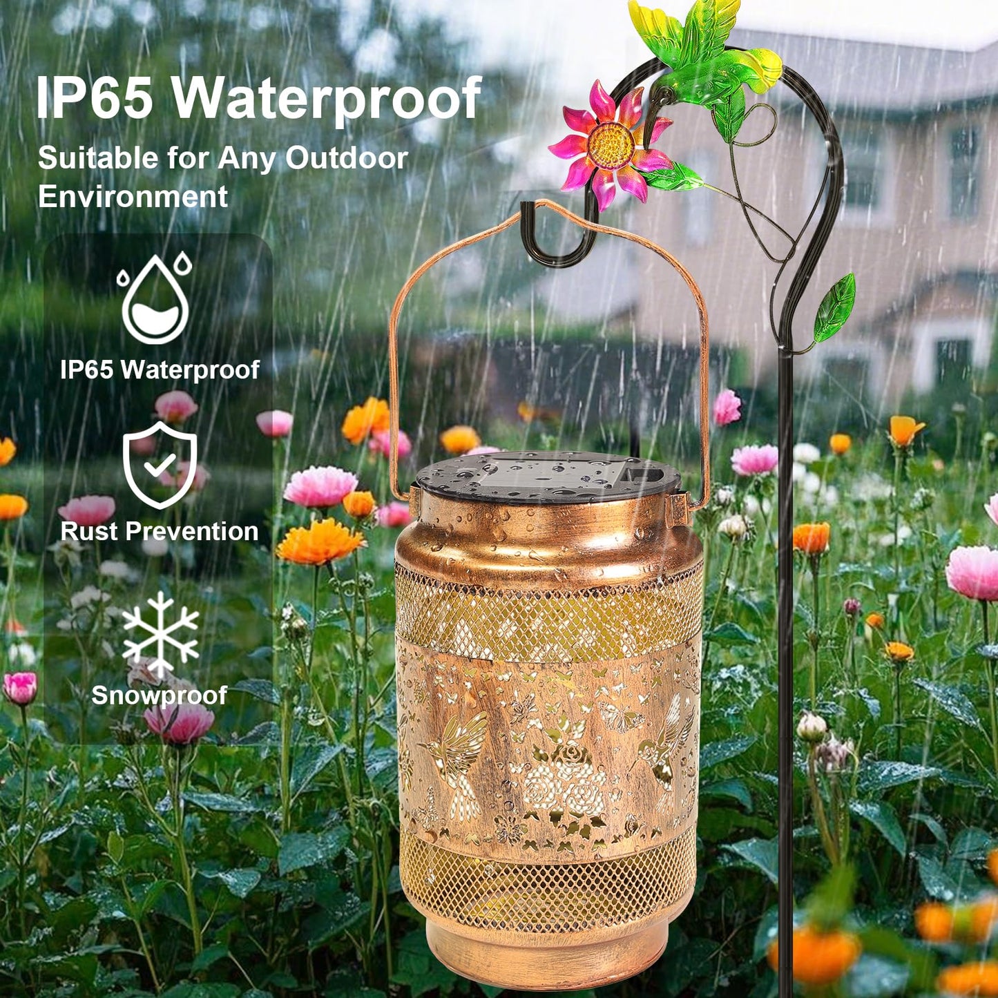 Hummingbird Solar Lanterns Outdoor Waterproof with Shepherd Hook, Gifts for Mothers Day Birthday Women Mom Grandma, Metal Solar Hanging Lights Garden Decor for Outside Yard Patio Pathway Porch