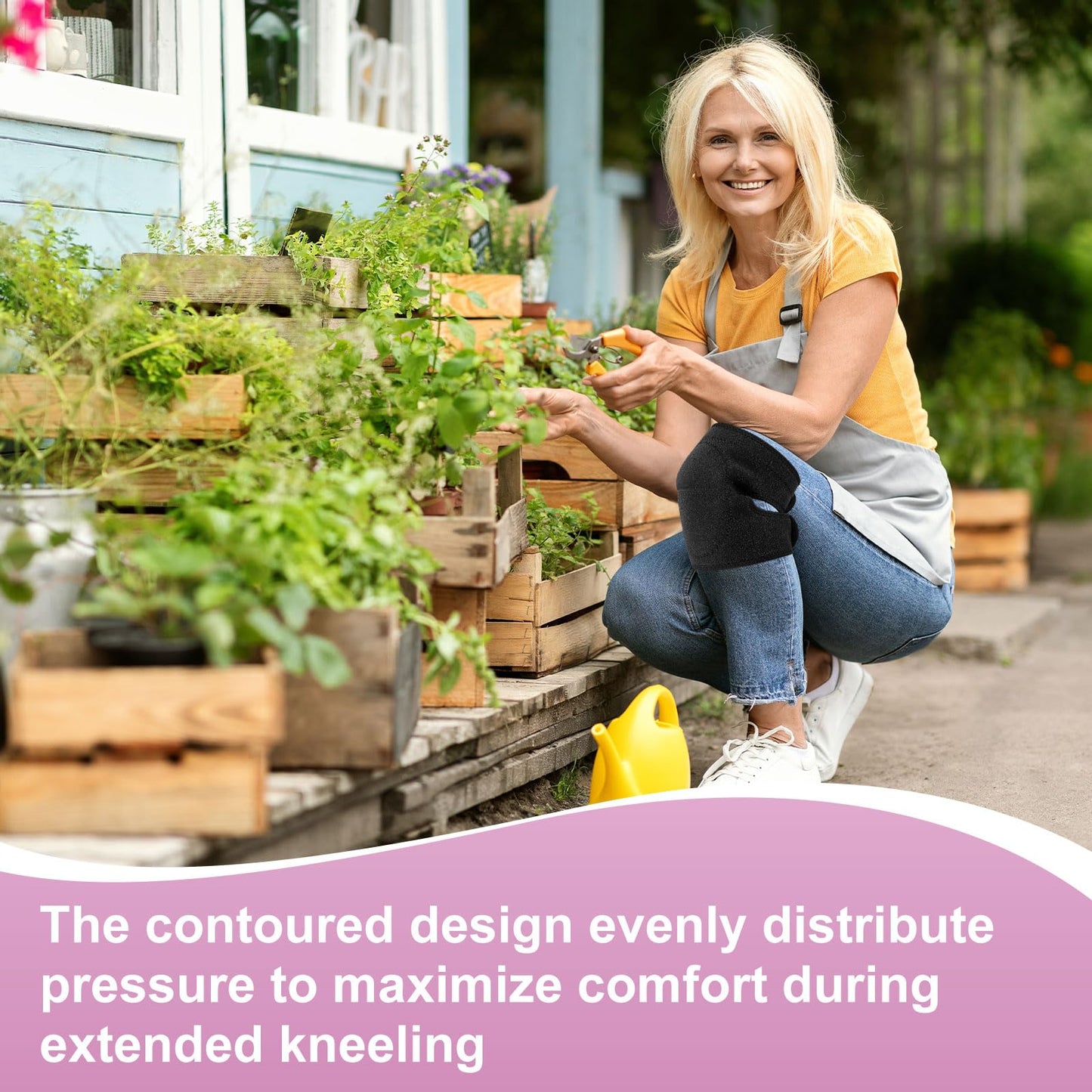 M METERXITY 2-Pack Gardening Knee Pads, Thick Foam Garden Knee Pads with Adjustable Straps for Garden/Construction/Flooring/Cleaning, Suitable for 13"-15" Leg Circumference Size m [Black]