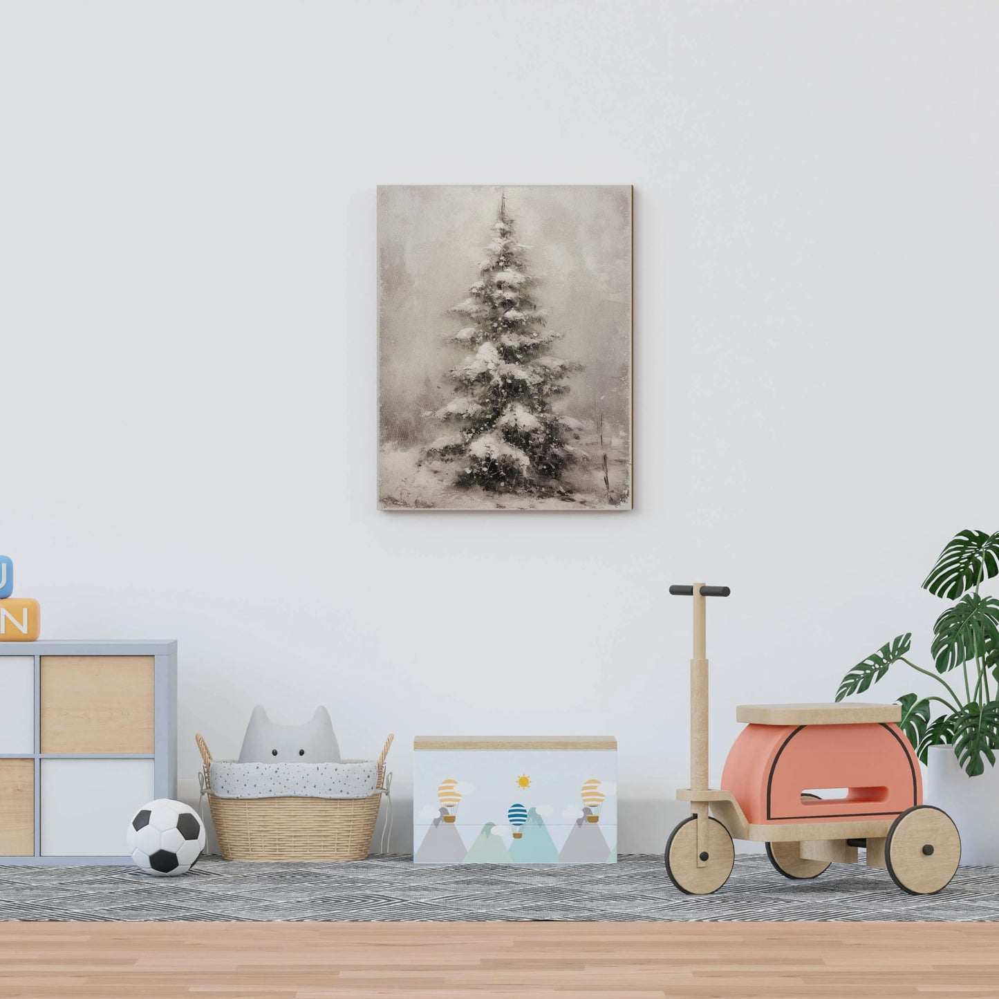 YQDEJ Pine Tree Wall Art Decor Gifts, Christmas Winter Scene Canvas Wall Decor Art, Christmas Canvas Wall Art,Winter Bathroom Decoration,Christmas Decoration Gifts, 11x14 Inches Framed