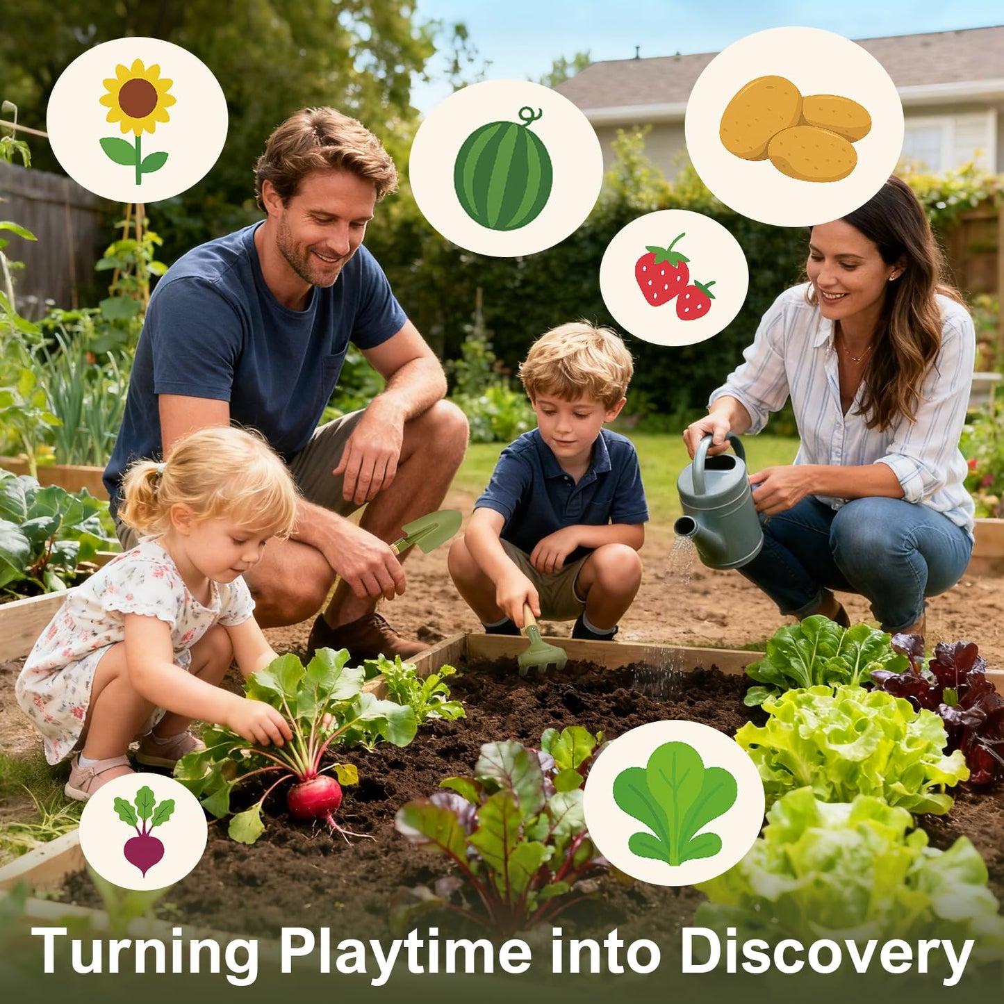 Dreamon Kids Gardening Tools & Bug Catcher Kit, 2-in-1 Outdoor Toys with Wheelbarrow and Bug House, STEM Educational Toys for 3 Year Old, Birthday Gifts Outdoor Gifts for Kids 3-5