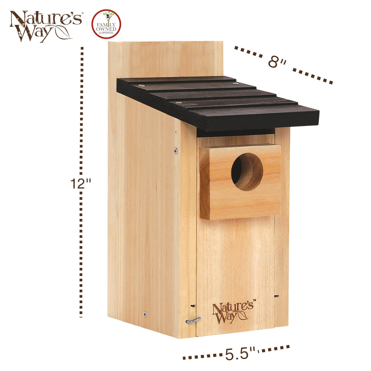 Nature’s Way Cedar Bluebird & Cavity Nesting House, Predator Guard, Ventilated Design & Easy Access Clean-Out Panel, Natural Wood