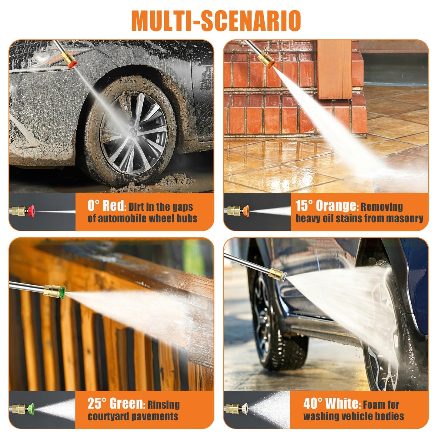 Electric Pressure Washer 4500PSI 2.8 GPM High Pressure Washer with Anti-Tipping Technology, 4 Quick Connect Nozzles, Stainless Steel Spray Wand, Electric Power Washer for Cars/Fences/Driveways/Home