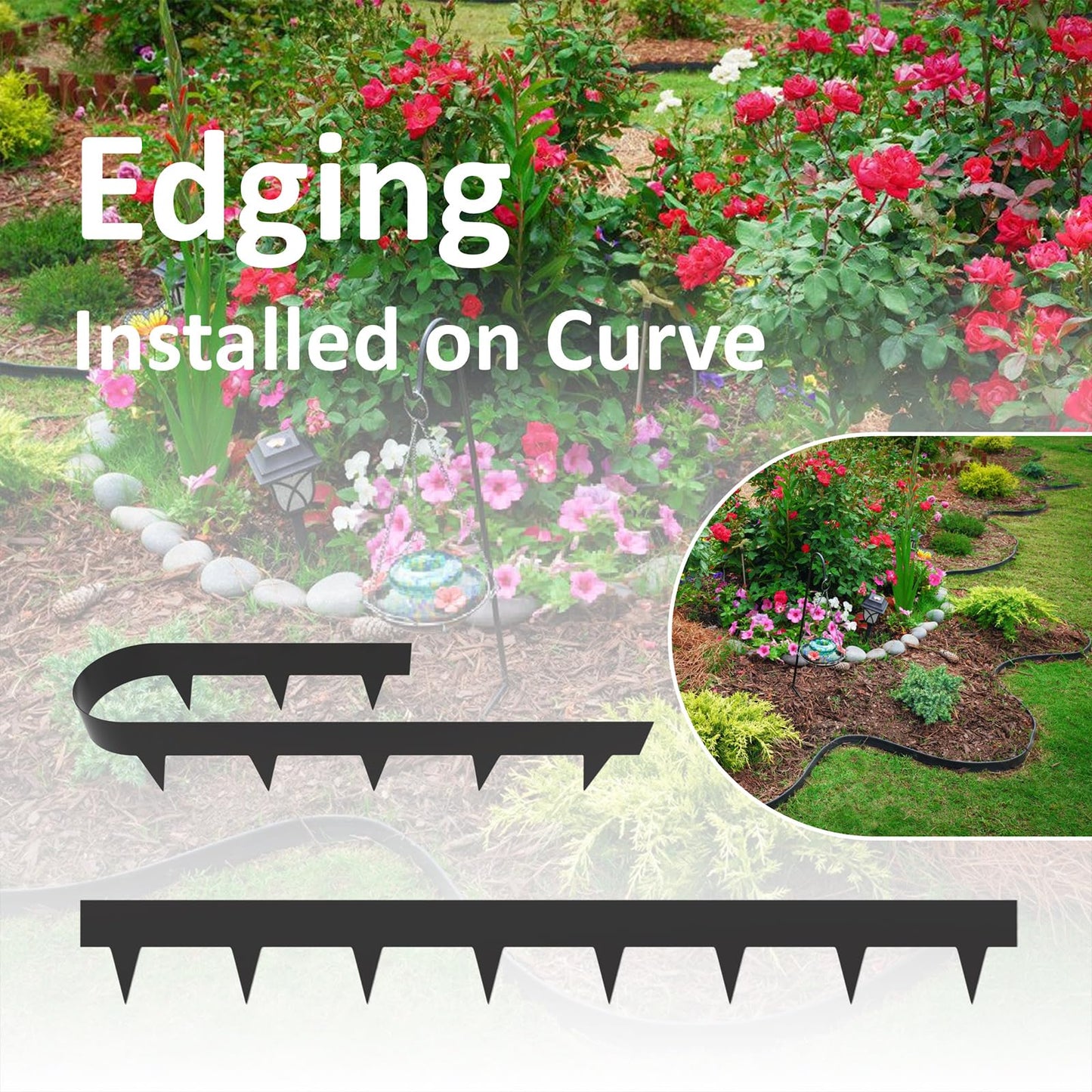 33ft. Galvanized Steel Landscape Edging (10-Pack) – 40" Metal Edging for Landscaping with 11 Stakes, Hammer-in Metal Landscaping Edging for Yard Pathway & Flower Beds – Lawn Edge for Garden Design