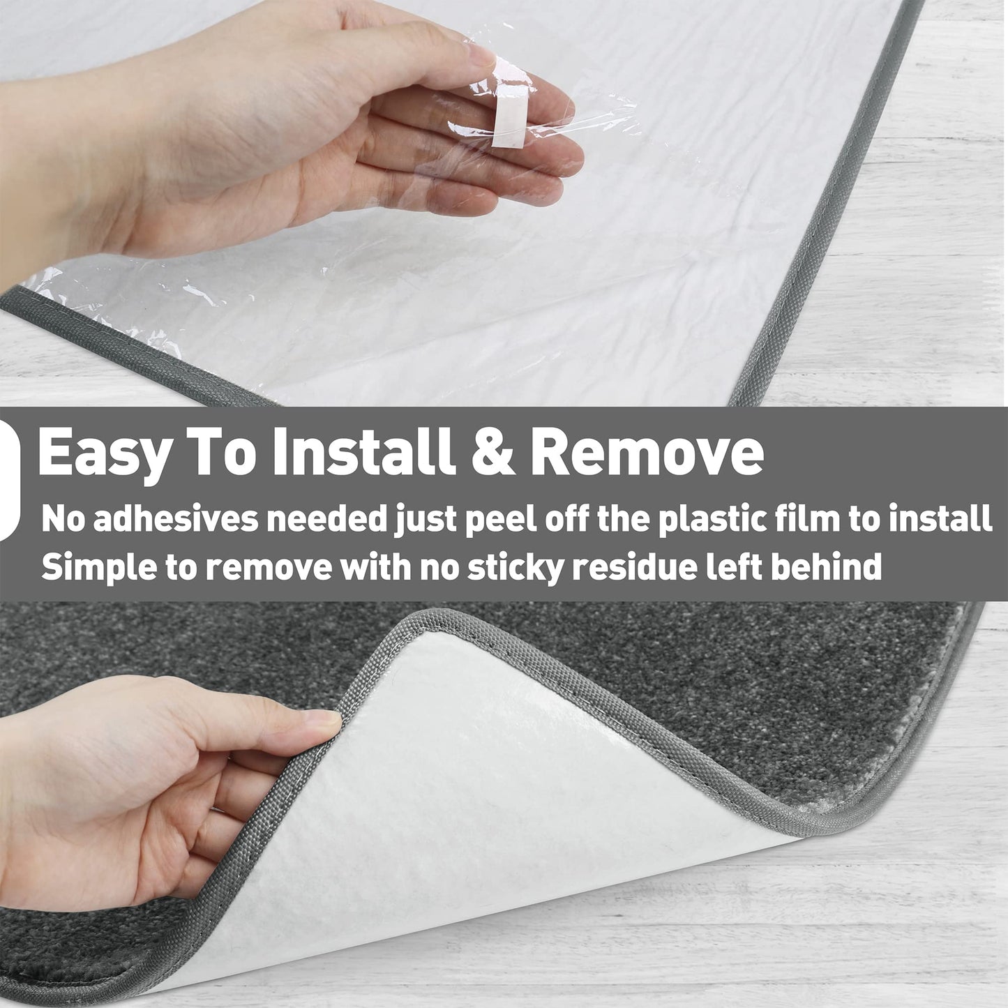 PURE ERA Carpet Stair Tread Landing Mat Tape Free Self Adhesive Non Slip Skid Resistant Indoor Doormat Area Rug Floor Mat for Kitchen Bathroom Workstations Washable 2' X 3' (Dark Gray)