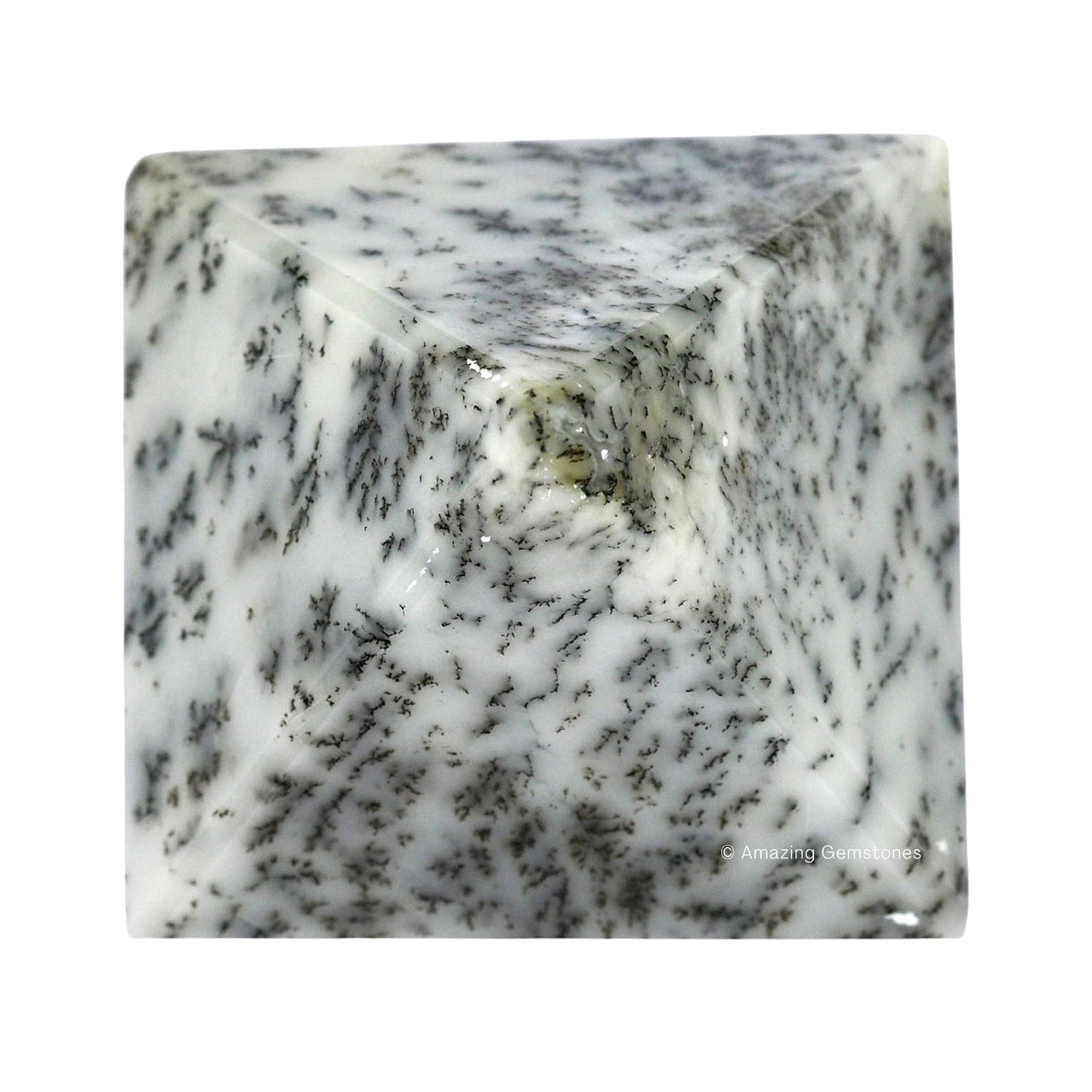 Amazing Gemstone Dendritic Opal Pyramid Crystal Healing Stones - 2" Great Pyramid Figurine of Natural Stone Pyramid for Meditation, Reiki, Chakra Balancing and Crystal Pyramids Grid