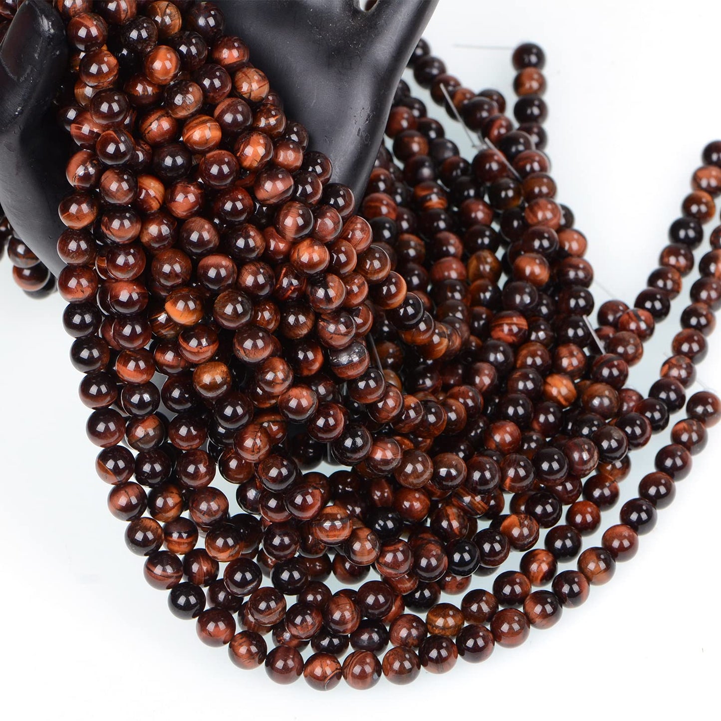 ICAI Beads 10mm Natural Red Tiger Eye Gemstone Round Loose Stone Beads for Jewelry Making DIY Crafts Design 1 Strand 15" APPR.34-36pcs