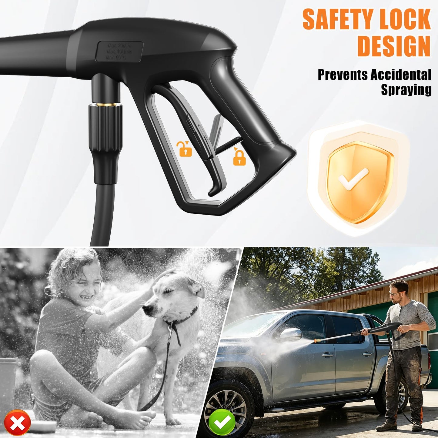 Electric Pressure Washer 4500PSI 2.8 GPM High Pressure Washer with Anti-Tipping Technology, 4 Quick Connect Nozzles, Stainless Steel Spray Wand, Electric Power Washer for Cars/Fences/Driveways/Home