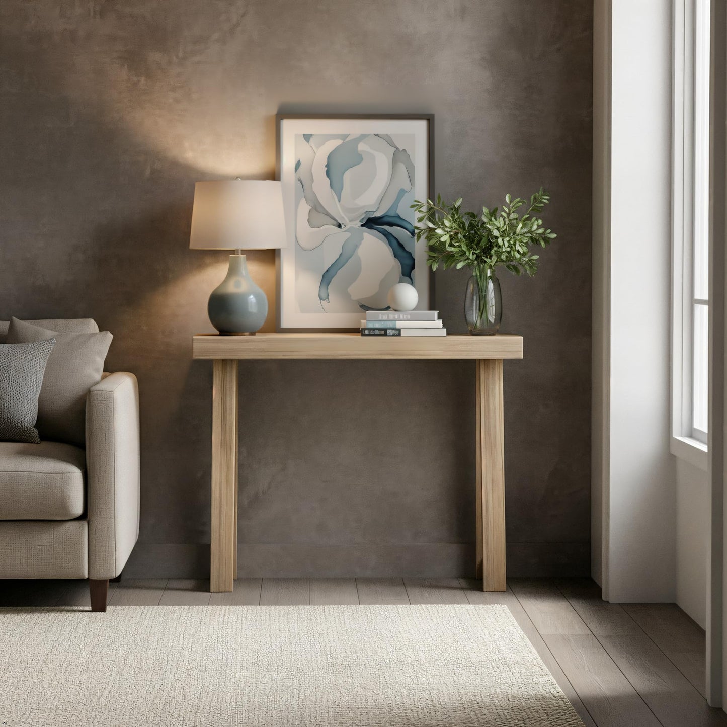 Plank+Beam Solid Wood Console Table, 36 Inch, Sofa Table, Narrow Entryway Table for Hallway, Behind The Couch, Living Room, Foyer, Easy Assembly, Blonde