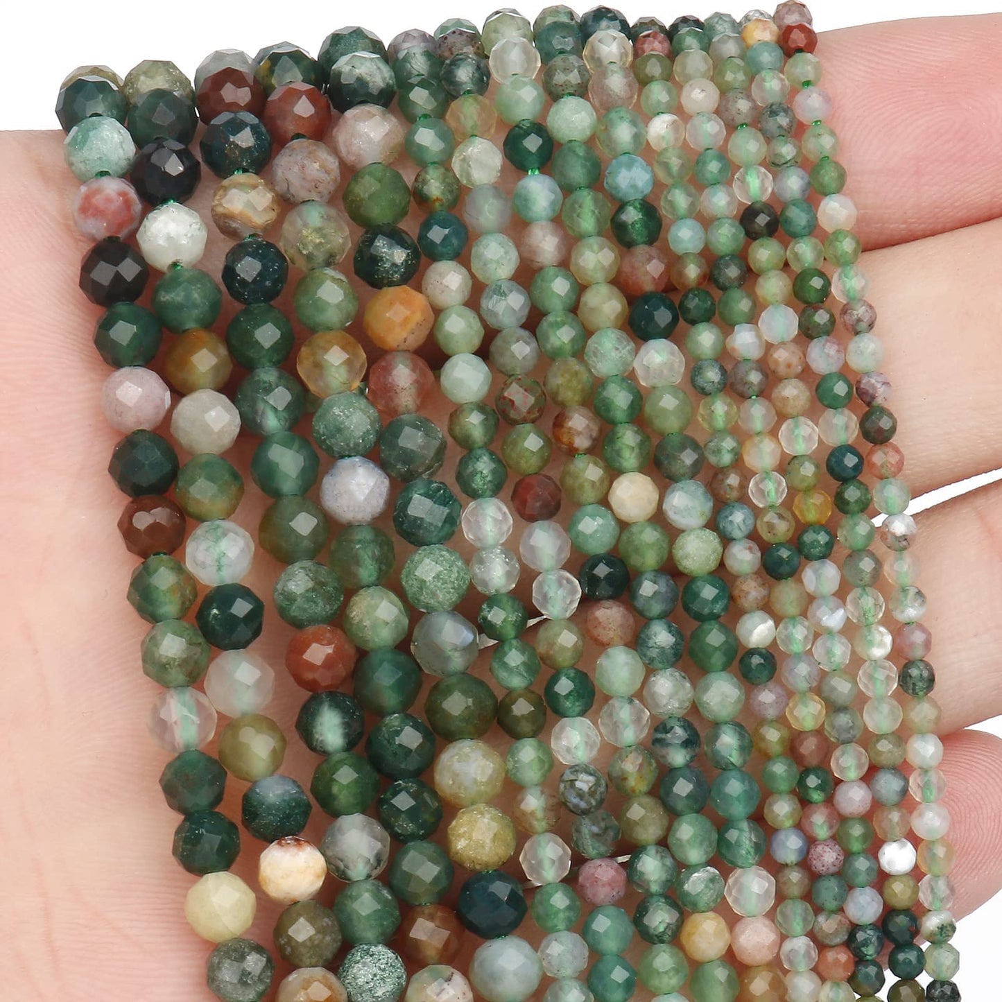 Song Xi 120pcs 3mm Natural Indian Agate Gemstone Beads Faceted Round Loose Stone Beads for Jewelry Making
