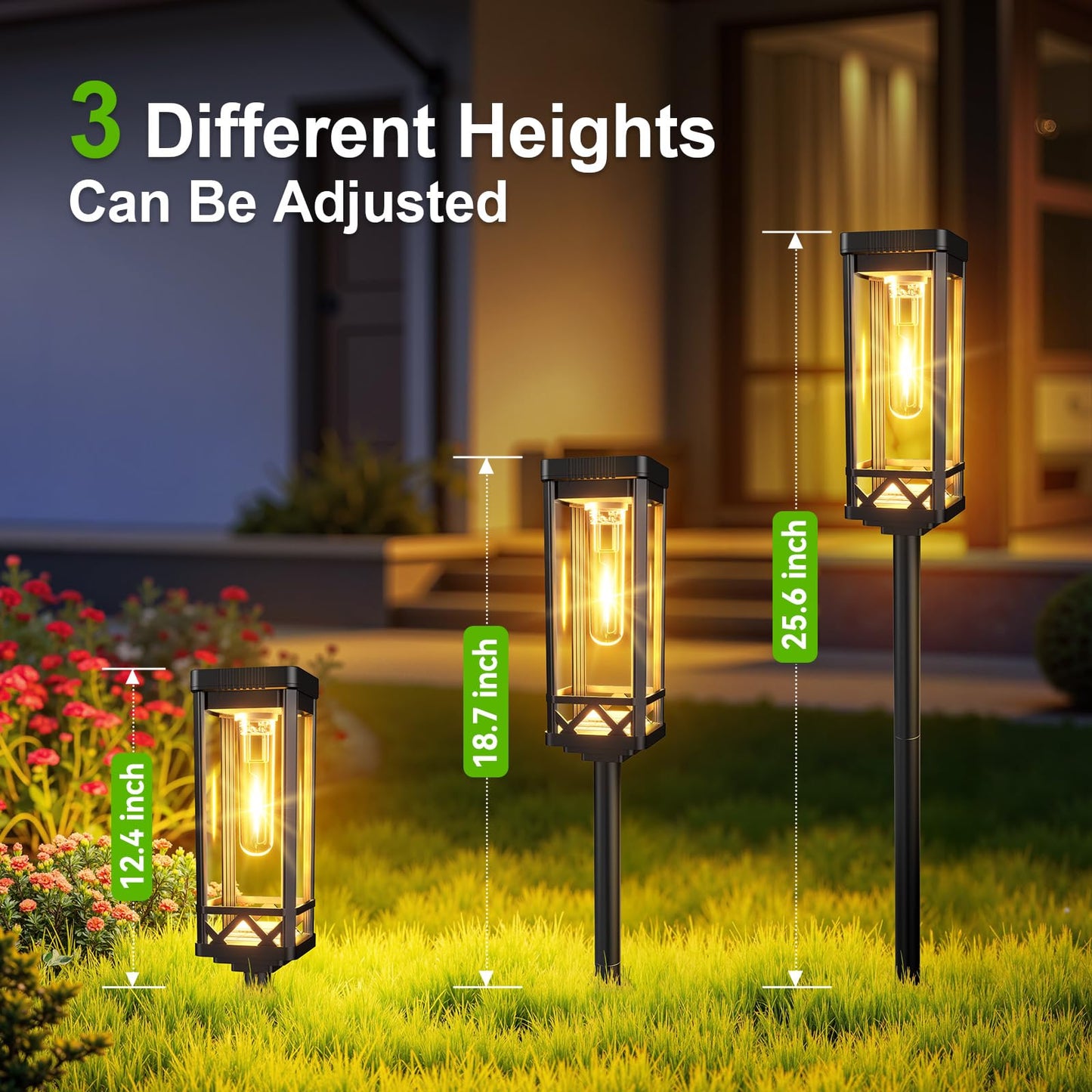 KOOPER Taller Solar Pathway Lights Outdoor, 8 Pack Upgraded Brighter Solar Garden Lights Solar Powered, Up To 15 Hours Outdoor Solar Lights for Yard Landscape Lighting Path Walkway Driveway Sidewalk
