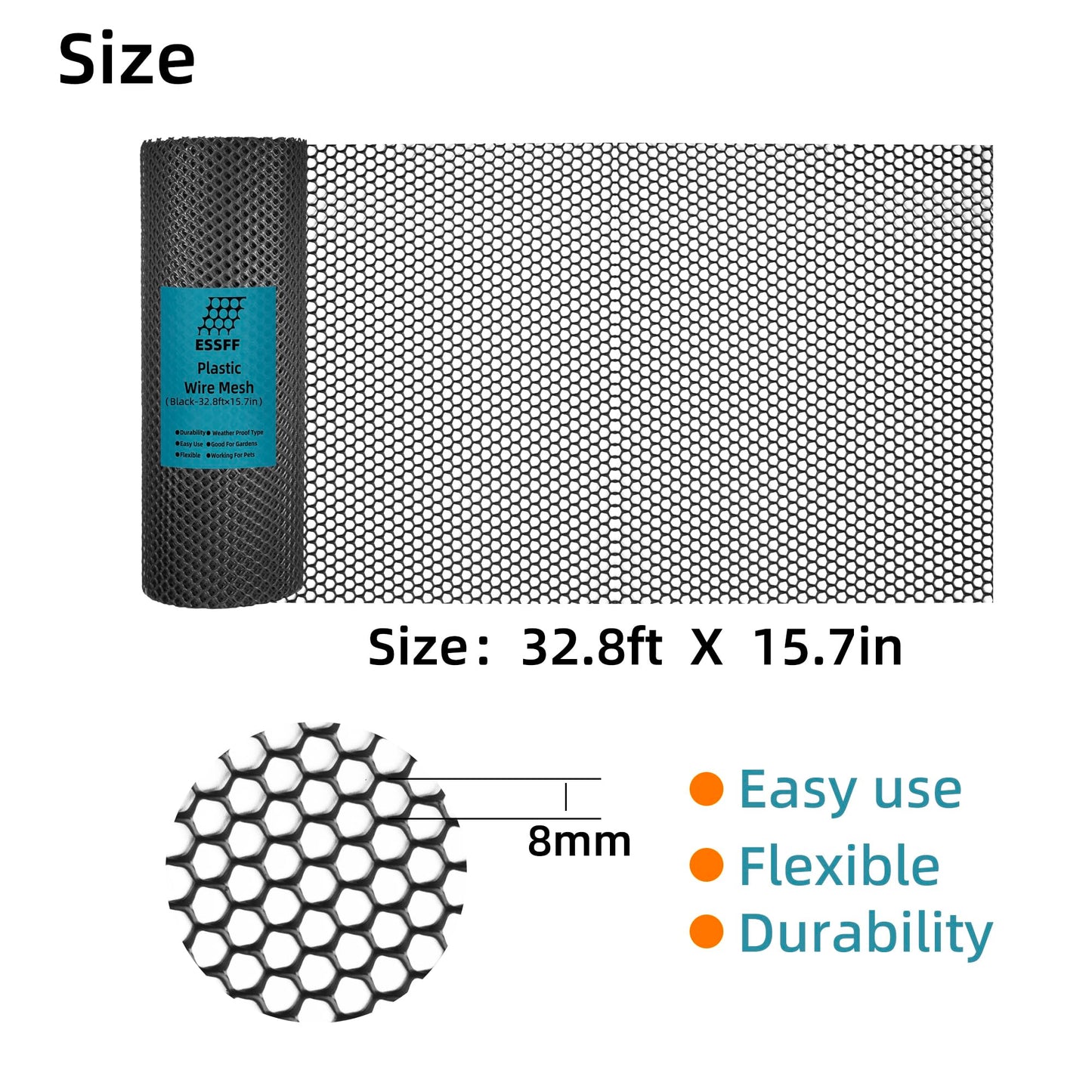 Pet & Garden Safeguard - 15.7IN x 32.8FT Roll - Black Plastic Netting, Multi-Use Decorative Fencing for Poultry, Dogs, Rabbits,Chicken and Snake Barrier