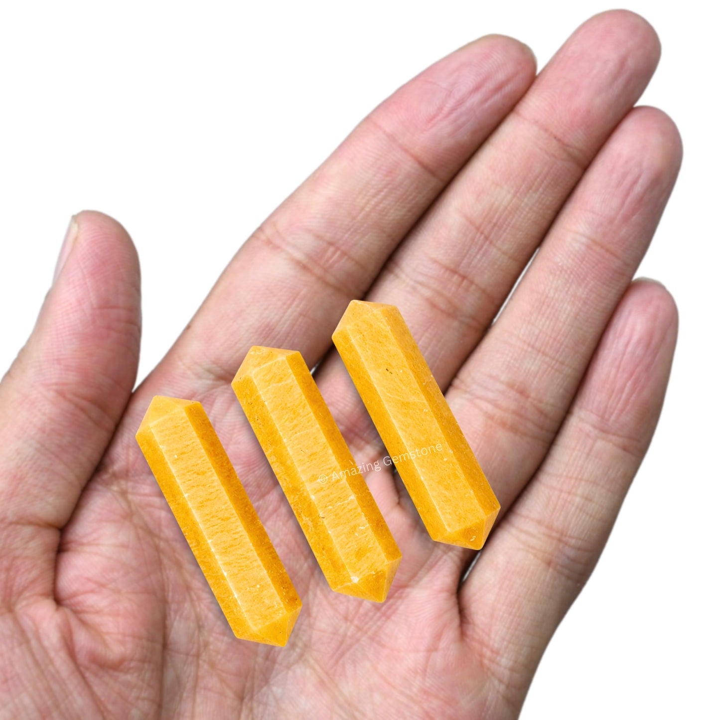 Yellow Jasper Crystal Points Bulk Healing Crystals and Stones - Pack of 3 Double Terminated Healing Wand Point Bulk Crystals for Crafts, Crystal Grid - Premium Crystals for Beginners Gifts