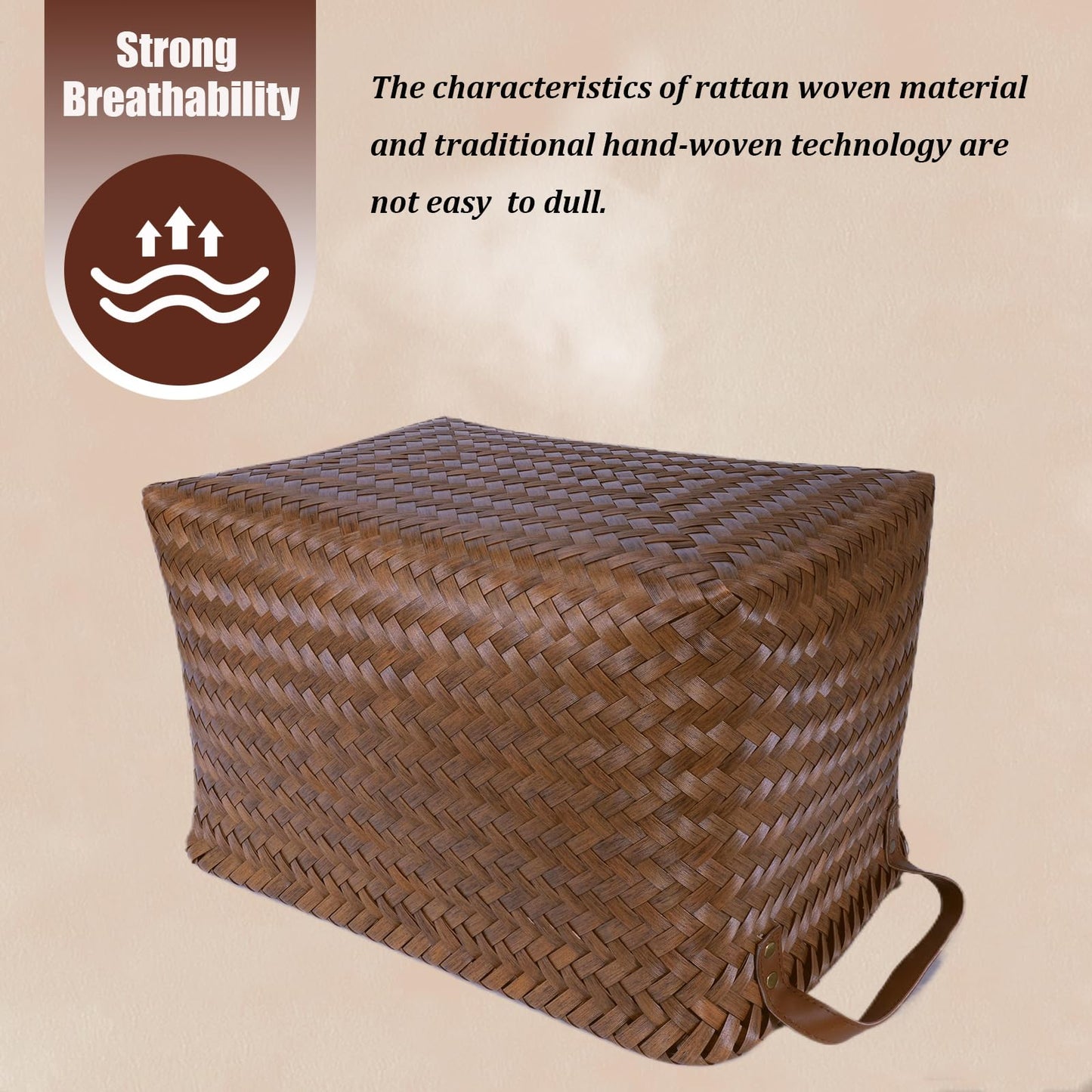 BROWNLILY Handwoven Clothes Basket Laundry Hampers Large Wicker Storage Baskets for Shelves Blankets Closet Storage Bins Car Bedroom Bathroom Organizers and Storage Bath (Pack of 4, Brown)