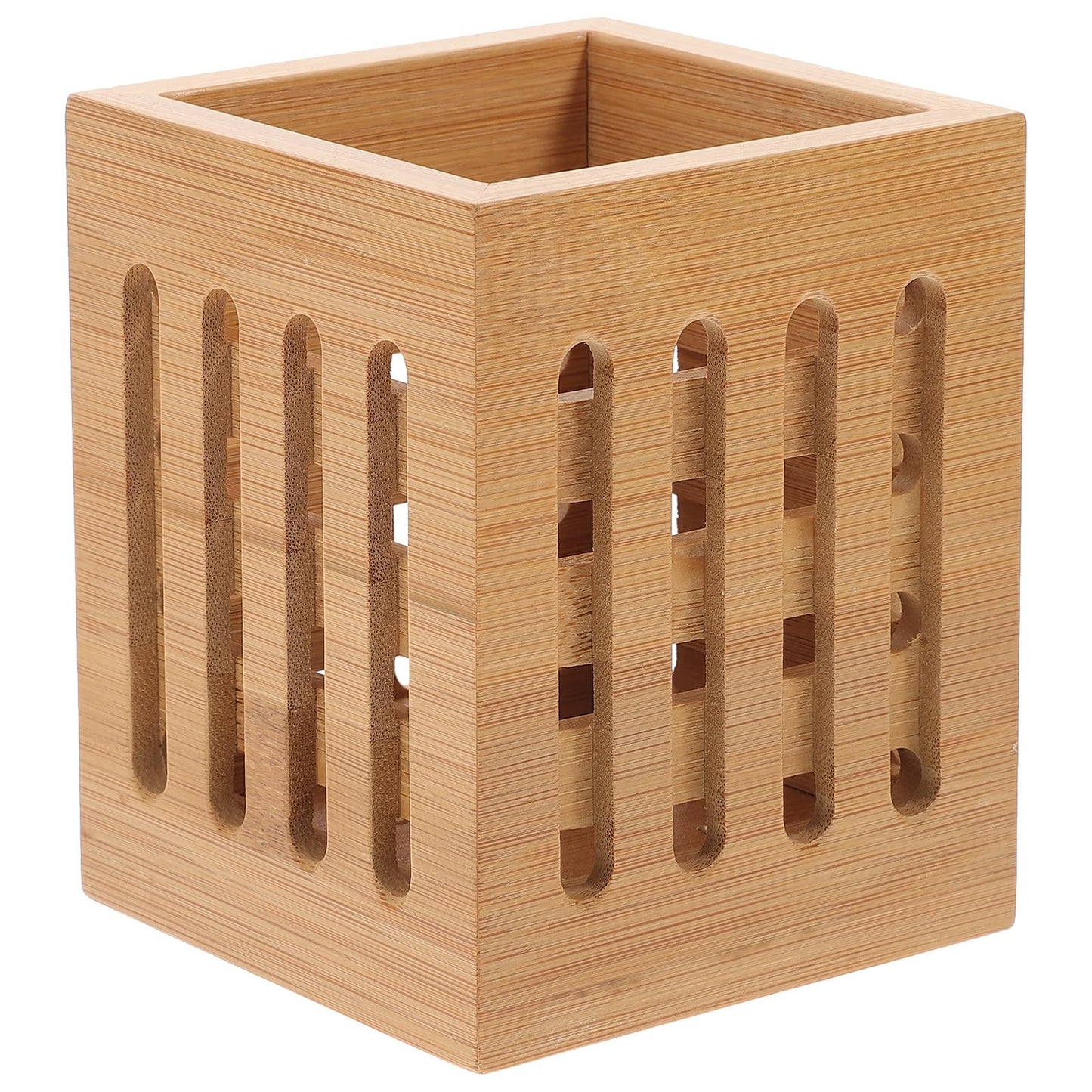 DOITOOL Bamboo Utensil Holder Wood Kitchen Utensil Holder for Napkin Spoon Chopstick Drying Rack Spatula Storage Organizer for Countertop Kitchen Decor