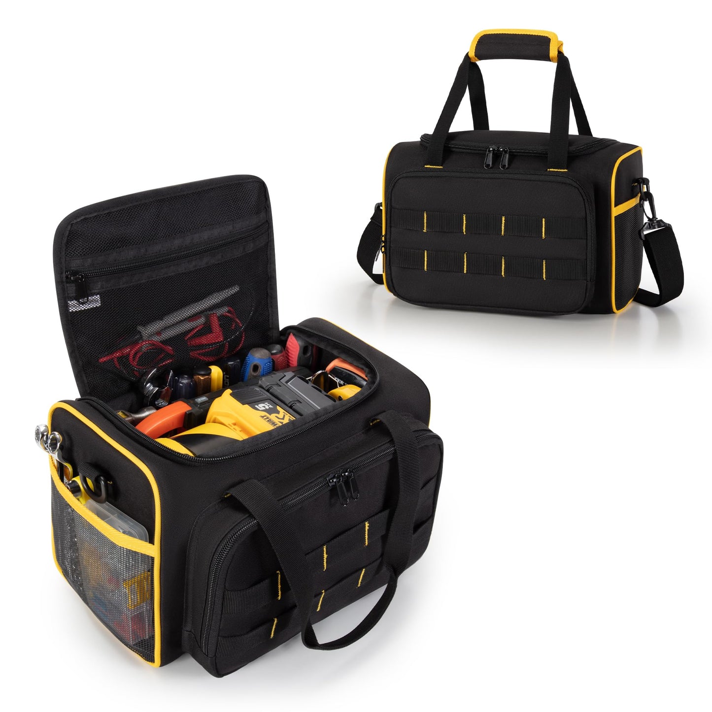 Marscamd 12-inch Tool Bag with Multiple Pockets, Heavy Duty Tool Tote for Men, Black