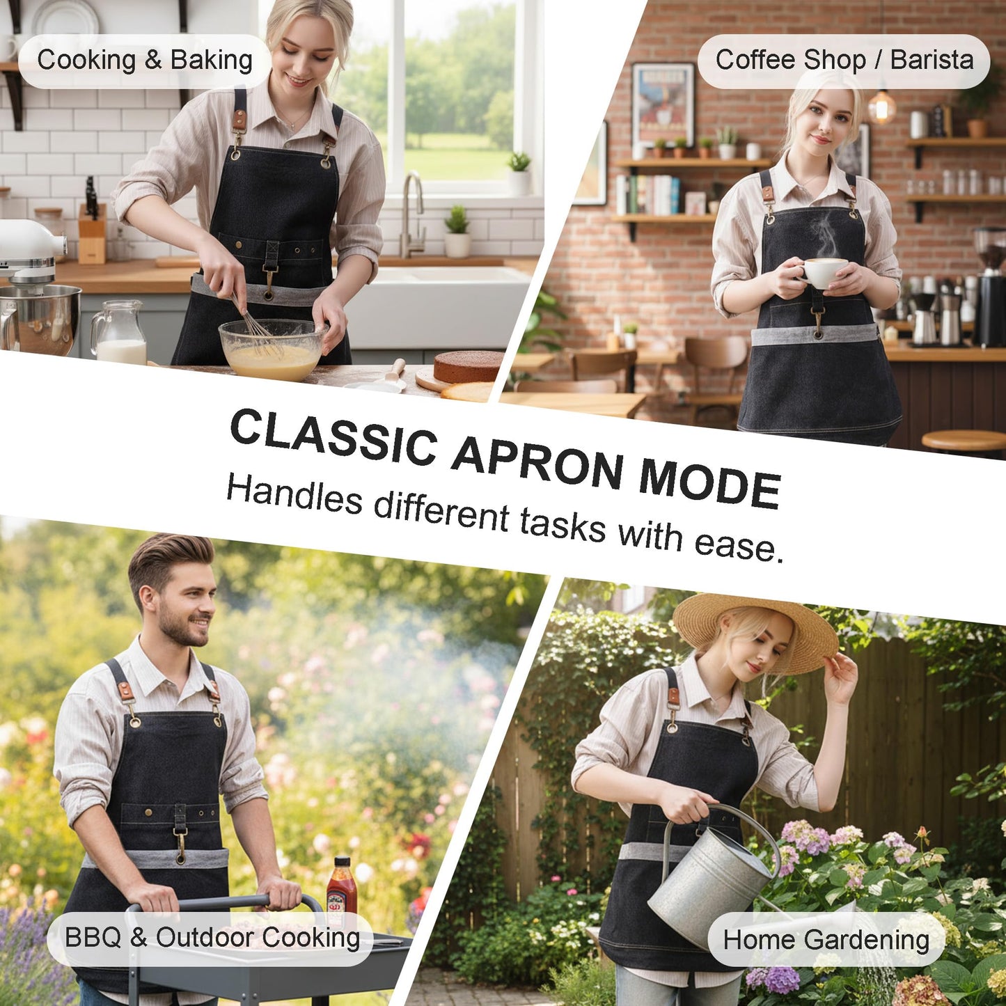 Cilkus Gardening Apron – Denim Cross Back Garden & Harvest Apron with Adjustable Straps and Large Pockets for Women & Men