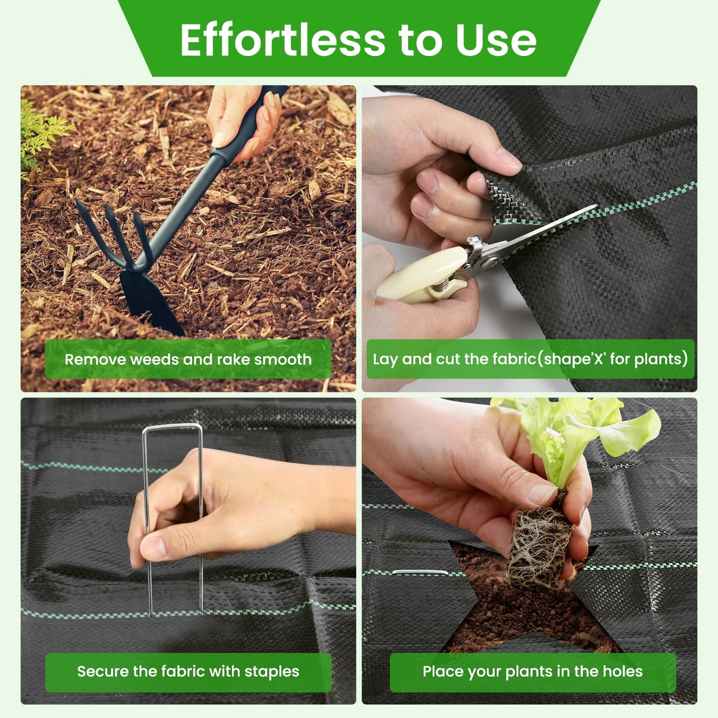 Weed Barrier Fabric, 6x300ft Landscape Fabric, 3.2oz Heavy Duty Durable Woven Geotextile Fabric, High Permeability Ground Cover Mat, Driveway Fabric, Garden Weed Control Cloth with 20 U-Securing Pegs