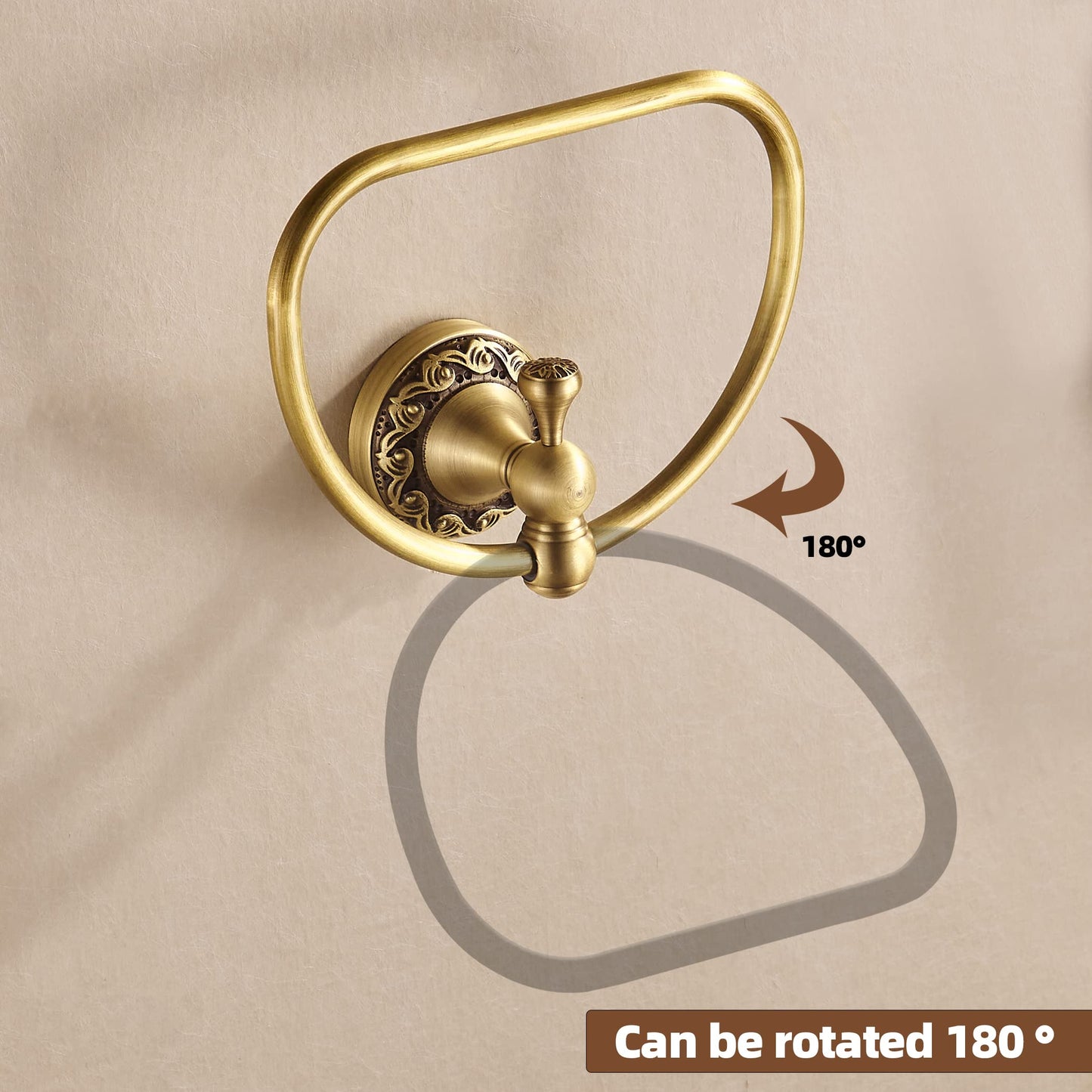 WOLIBEER Brass Towel Ring,Antique Hand Towel Holder, Bathroom Hand Towel Rack Hanger Wall Mounted Retro Kitchen Accessories