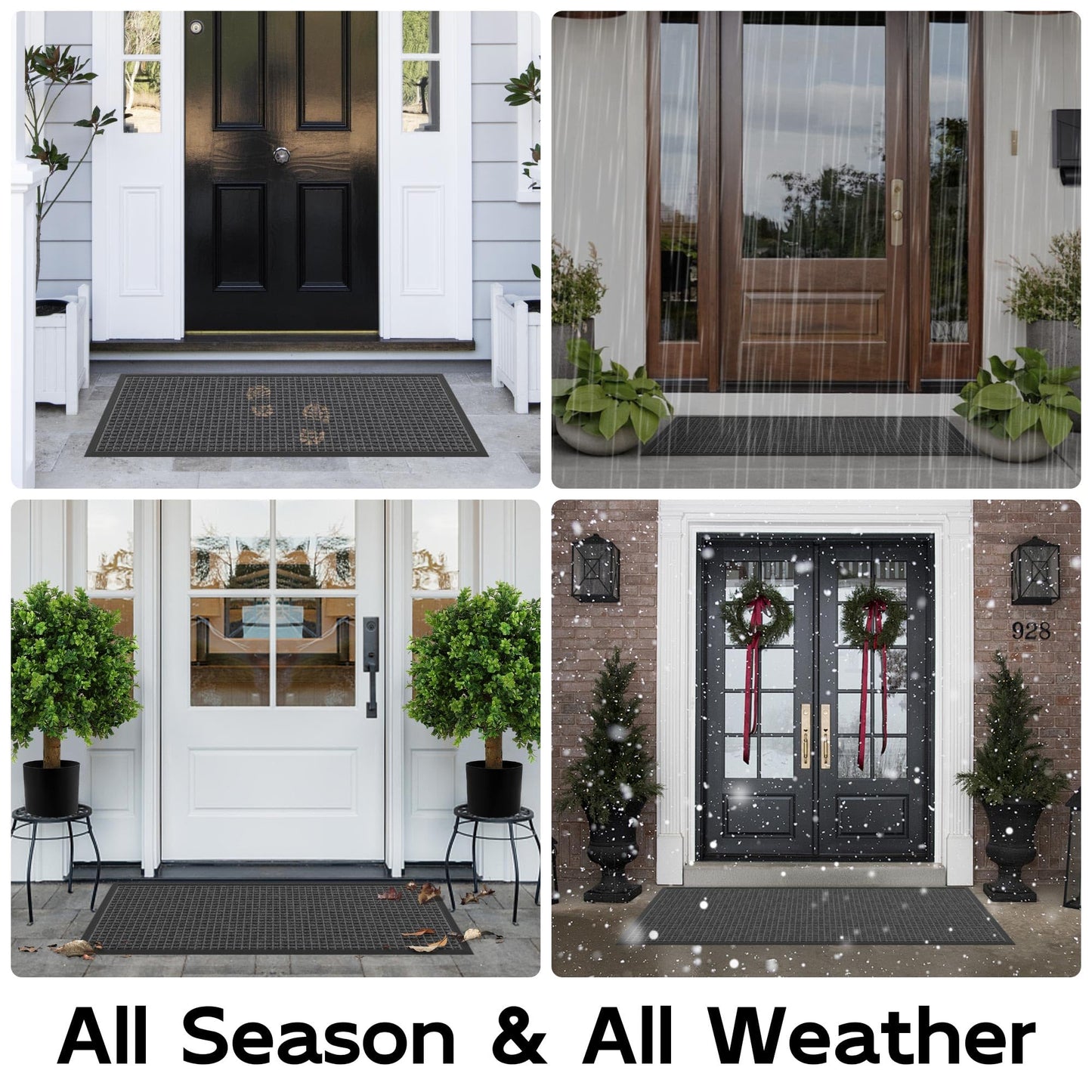 HOMEK Sturdy Front Door Mat Outside Entrance, 4' x 3' All-Season All-Weather Doormat Waterproof, Stain and Fade Resistant, Natural Rubber Indoor Outdoor Welcome Door Mat Trap Dirt