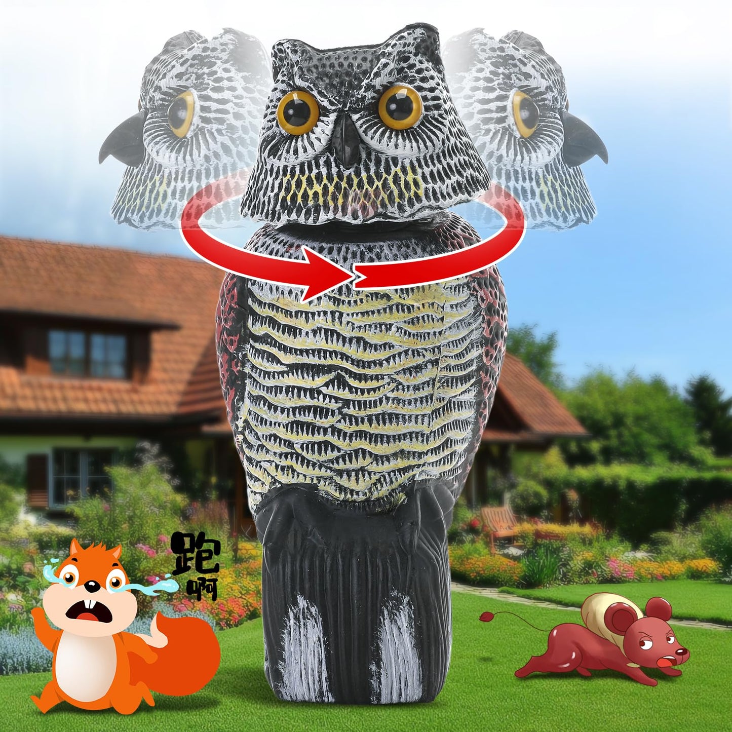 Cifavor Fake Owl for Garden with Rotating Head,Realistic Eyes & Waterproof Shape