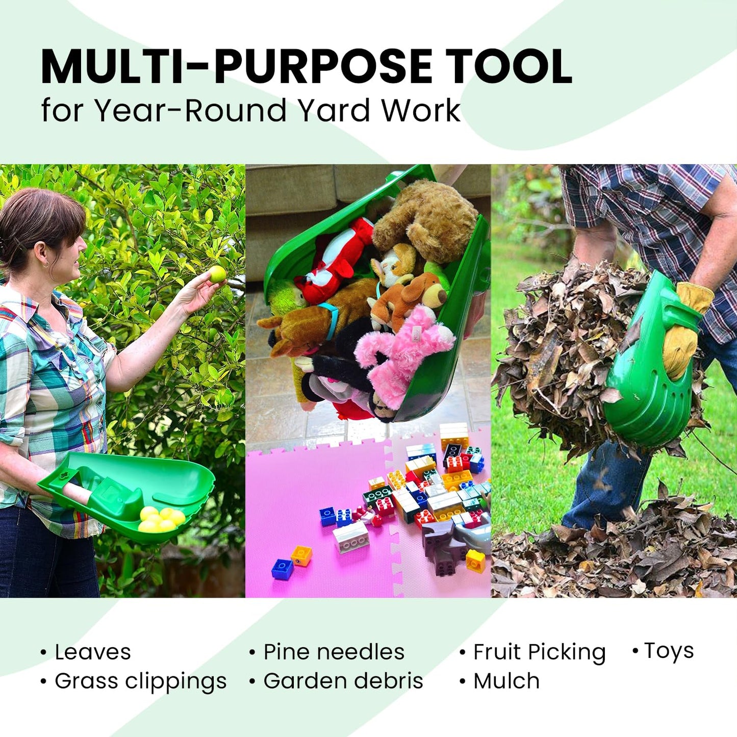 GARDEASE Leaf Scoops: Premium Ergonomic Large Hand Held Rakes for Fast Leaf, Lawn & Grass Removal (1 Pair)