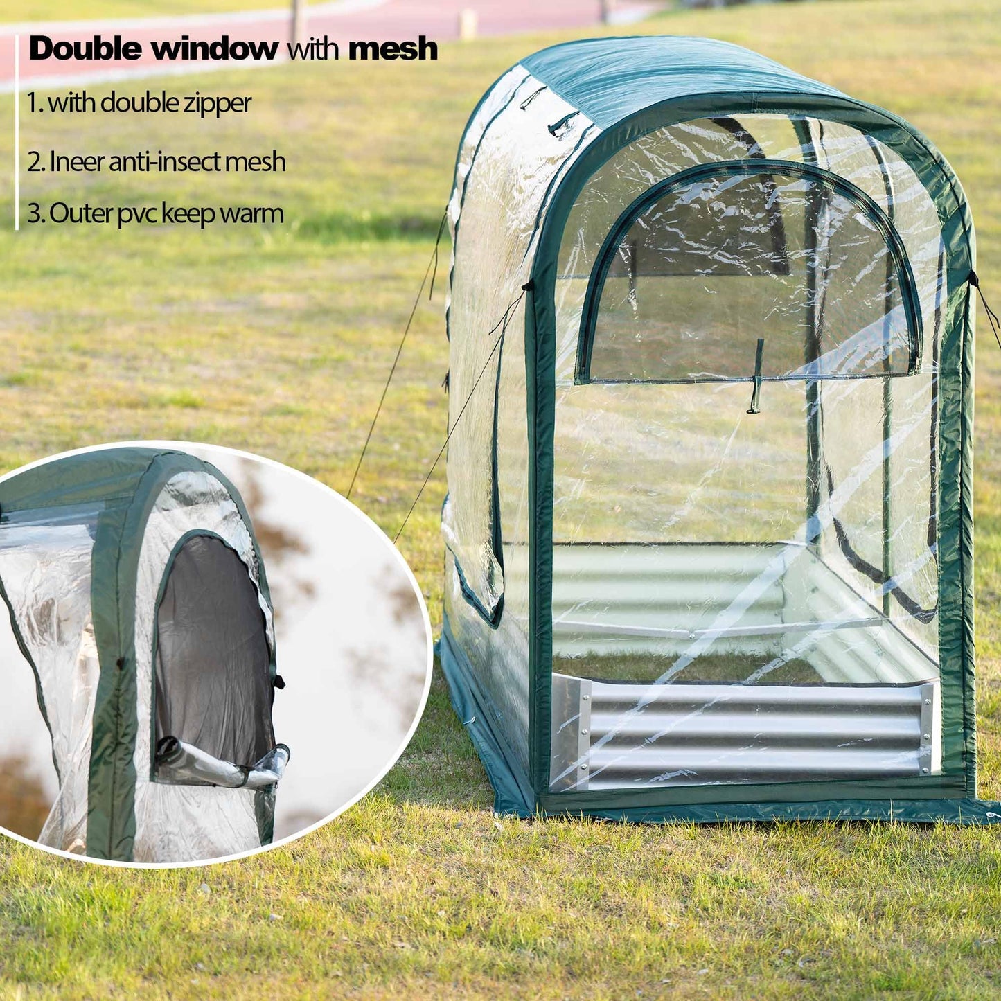 Porayhut Portable Greenhouse Cover with Raised Garden Bed,Easy Set-up 72.4" X36.6" X60.6" Gardening Flower House & Plant Sunshine Room for Protecting Plant from Cold Frost Birds & Insects