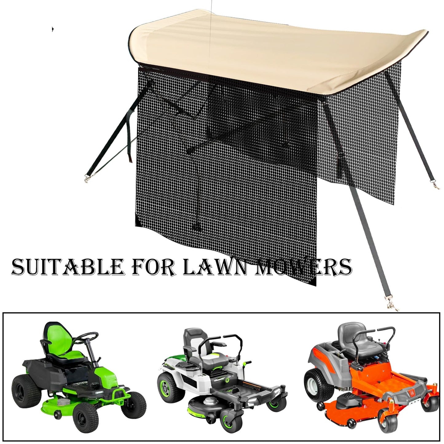 SUONE Zero Turn Lawn Mower Sun Shade Canopy,Equipped with Left and Right Blackout Curtains for Fits John Deere Kubota Bad Boys,Cub Cadet Troy Bilt and Other Brands UV Protection