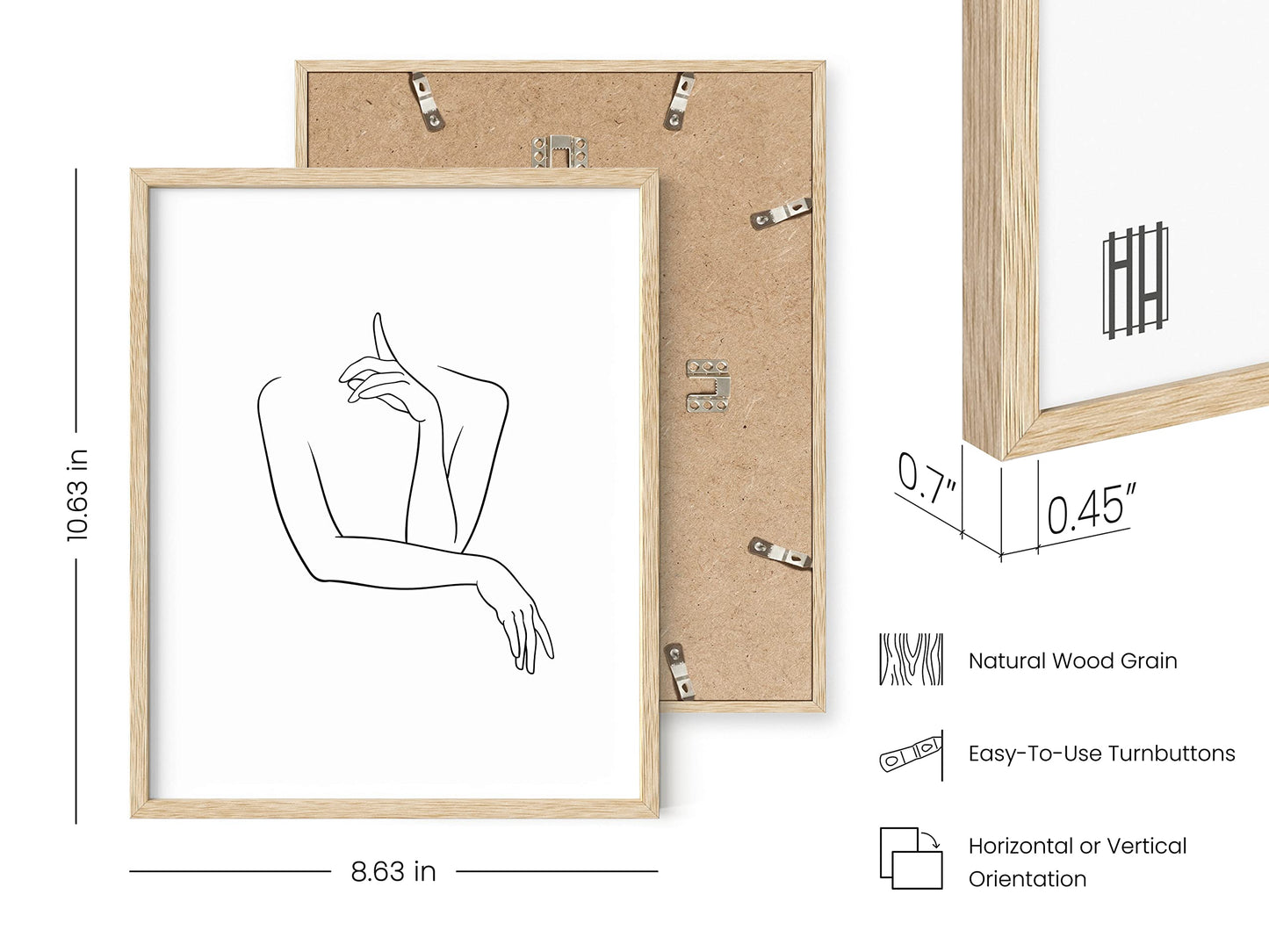 RipGrip Minimalist Wall Art - Set of 4 Woman Silhouette Line Drawings, Room Aesthetic Posters, Abstract Decor (Beige Frame, 8x10)