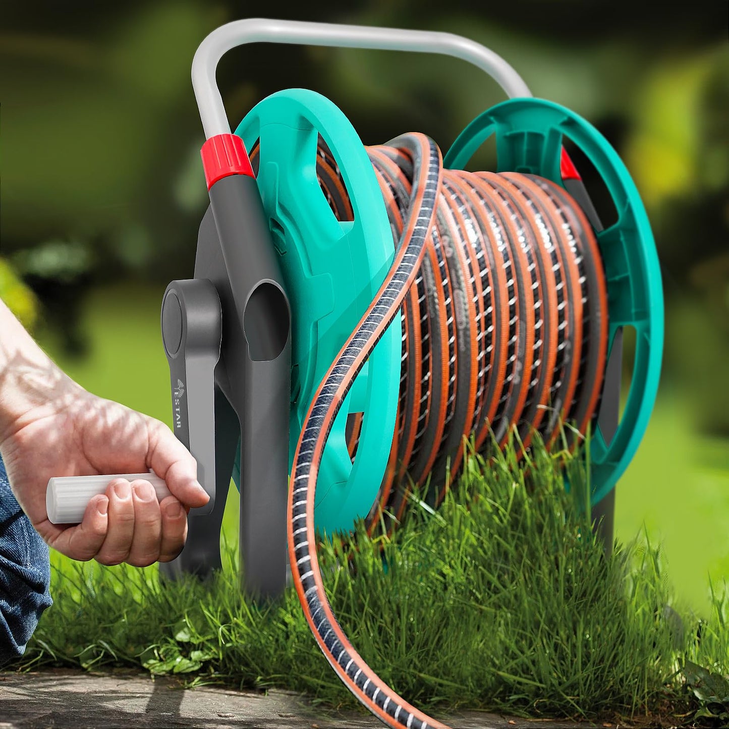 YESTAR Garden Water Hose Reel Cart,Holds 50-60 Ft of 5/8 Inch Hose, Portable Hose Pipe Holder for Outside